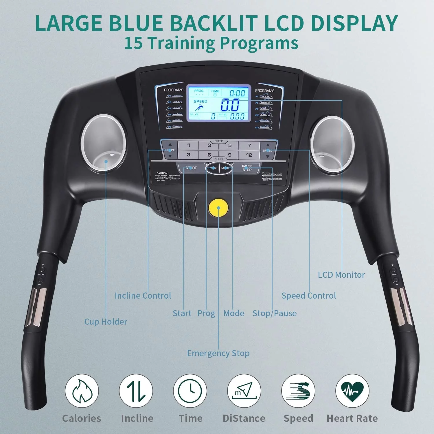 Treadmill with Incline Folding Treadmill with 12-Level Automatic Incline 2.5hp Power 8.5mhp Speed Running Machine 15 Preset Training Program Electric Treadmill for Home Use - Womvr