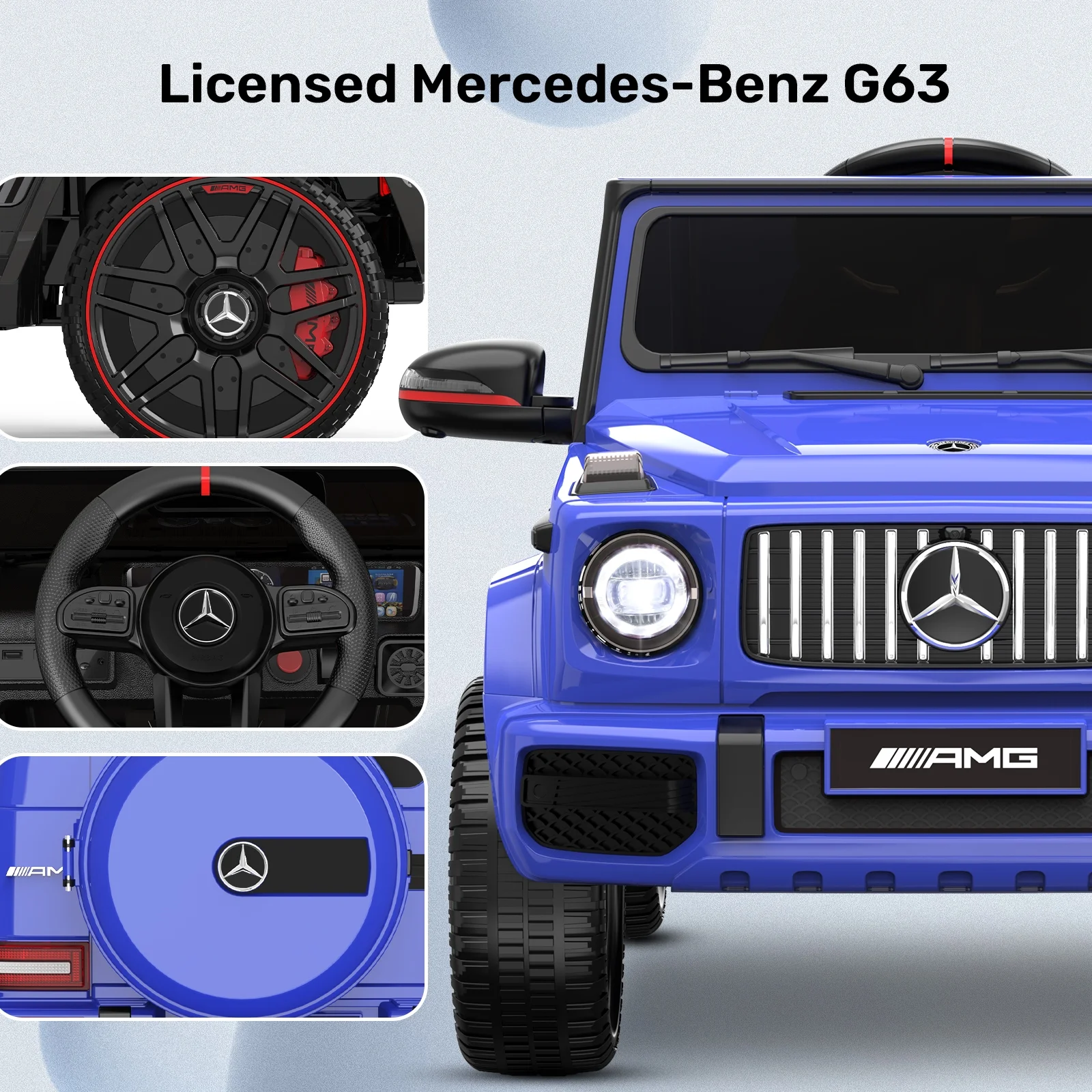 12Volt 1 Seater Mercedes-Benz G63 Licensed Powered Ride on Toy with Remote Control, Gift for Kids Aged 2~4 Years -Red - Womvr
