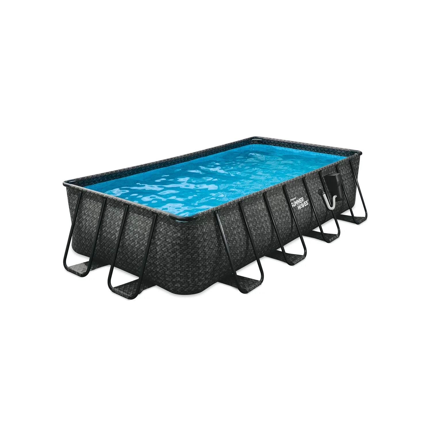 Summer Waves 16' Long Dark Herringbone Elite Frame Outdoor Rectangular Pool - Womvr