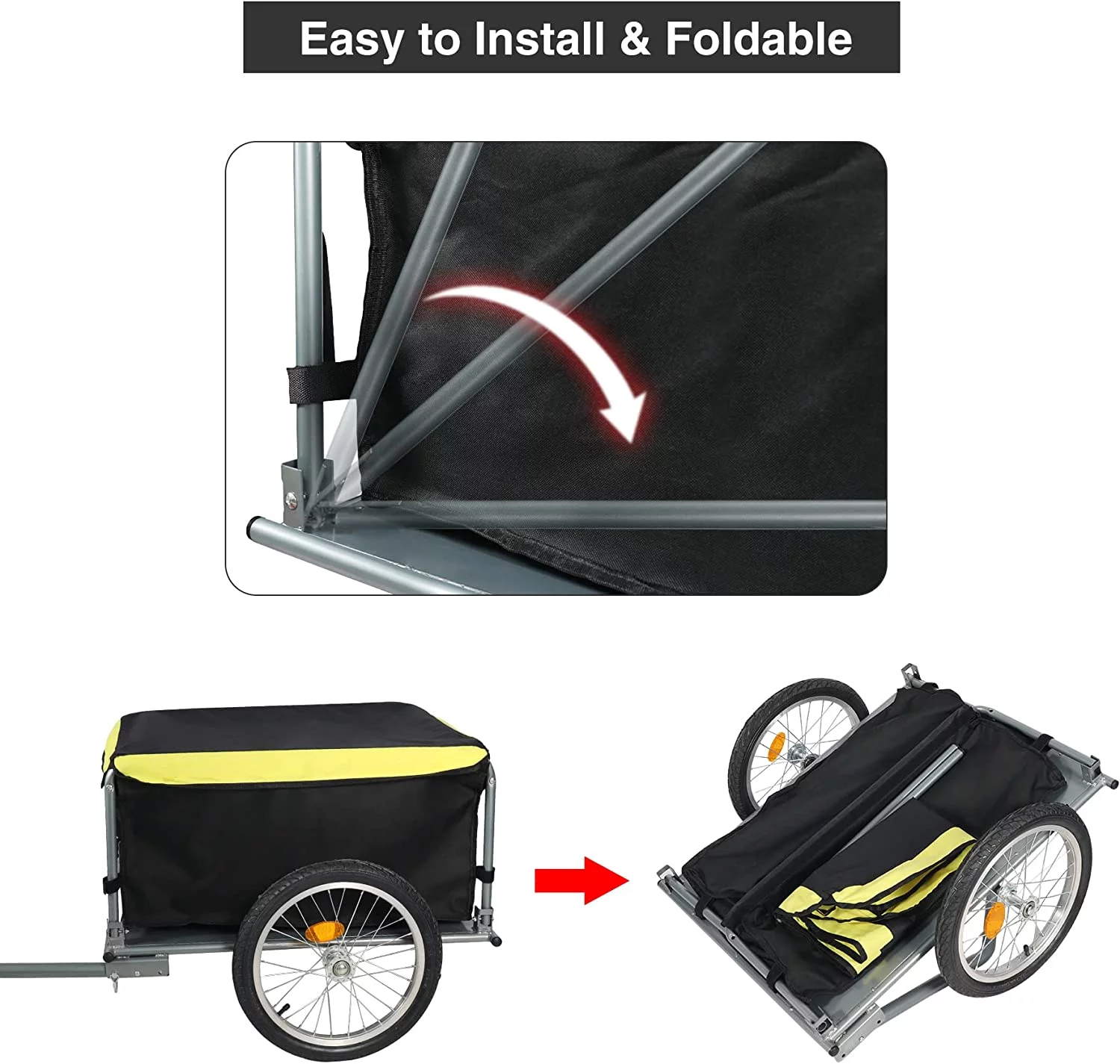 REDCAMP Bike Trailer Cargo Foldable, Bicycle Trailer with 16