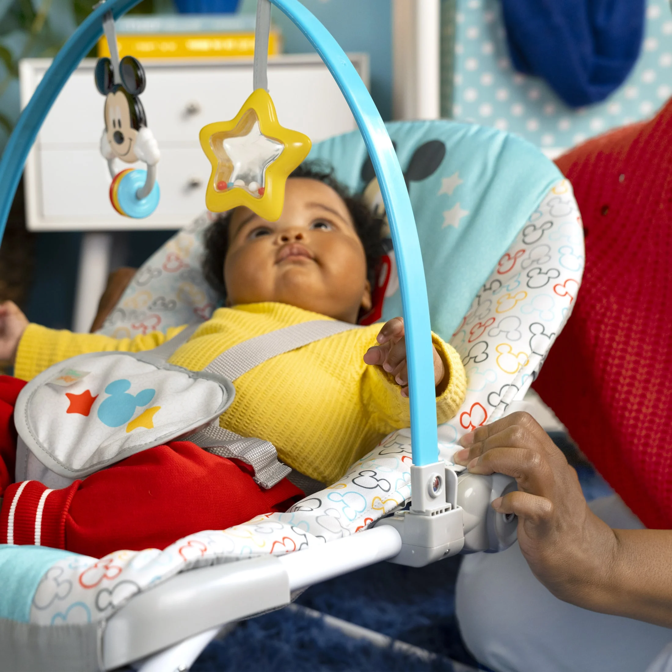 Disney Baby 2-in-1 Slip Resistant Vibrating Infant & Toddler Baby Rocker Chair, Mickey Mouse by Bright Starts - Womvr