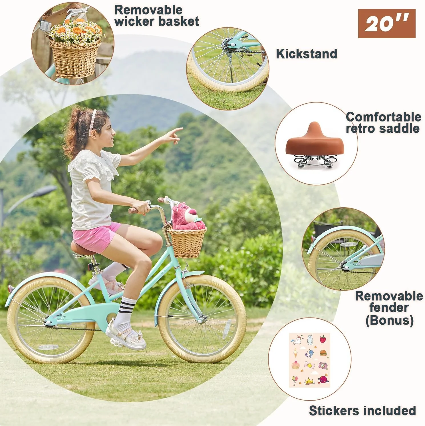 Glerc Little Molly 14 inch Kids Girls Bike for 3-5 Years Old Little Child,Yellow - Womvr