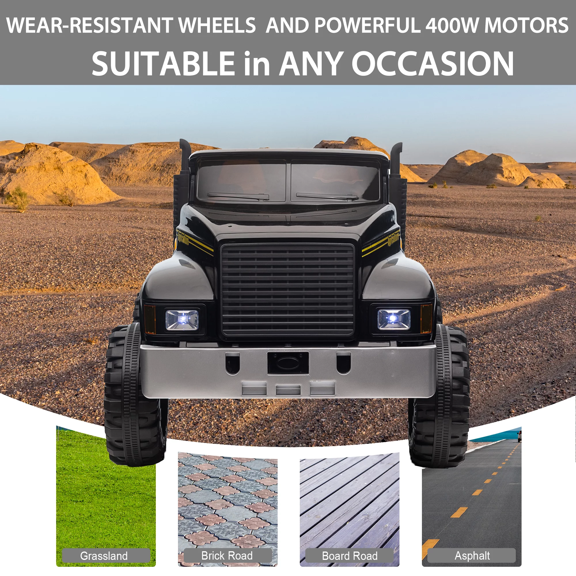 Outfunny 24V Ride on Dump Truck, 2 Seater Ride on Toy for Big Kids with Remote - Green - Womvr