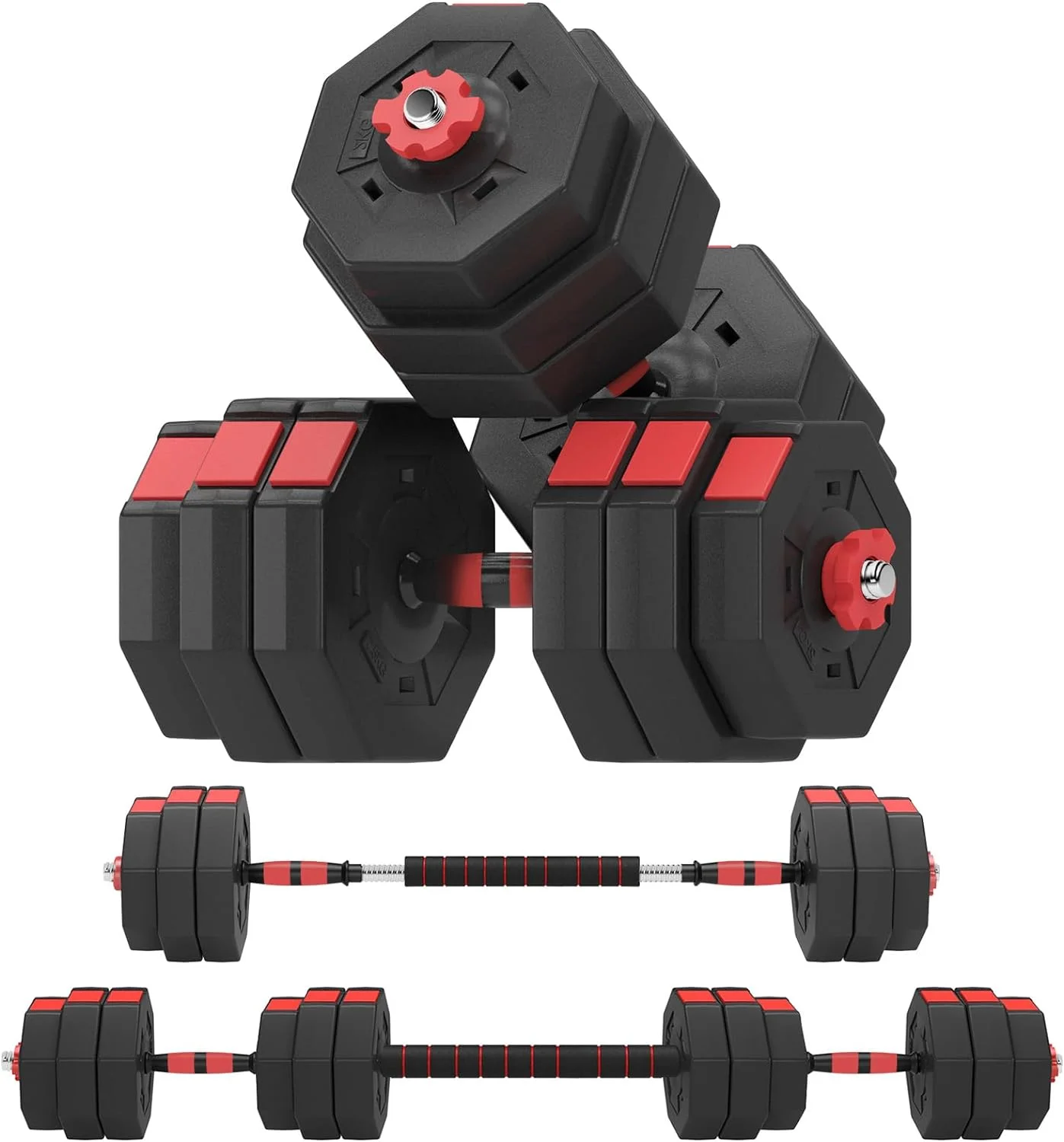 Soges Adjustable Weights Dumbbells Set,55LB/66LB Free Weight Dumbbells Set with Connector, 3 in 1 Adjustable Weights Set for Home Gym Use as Dumbbell Barbell, Blue - Womvr