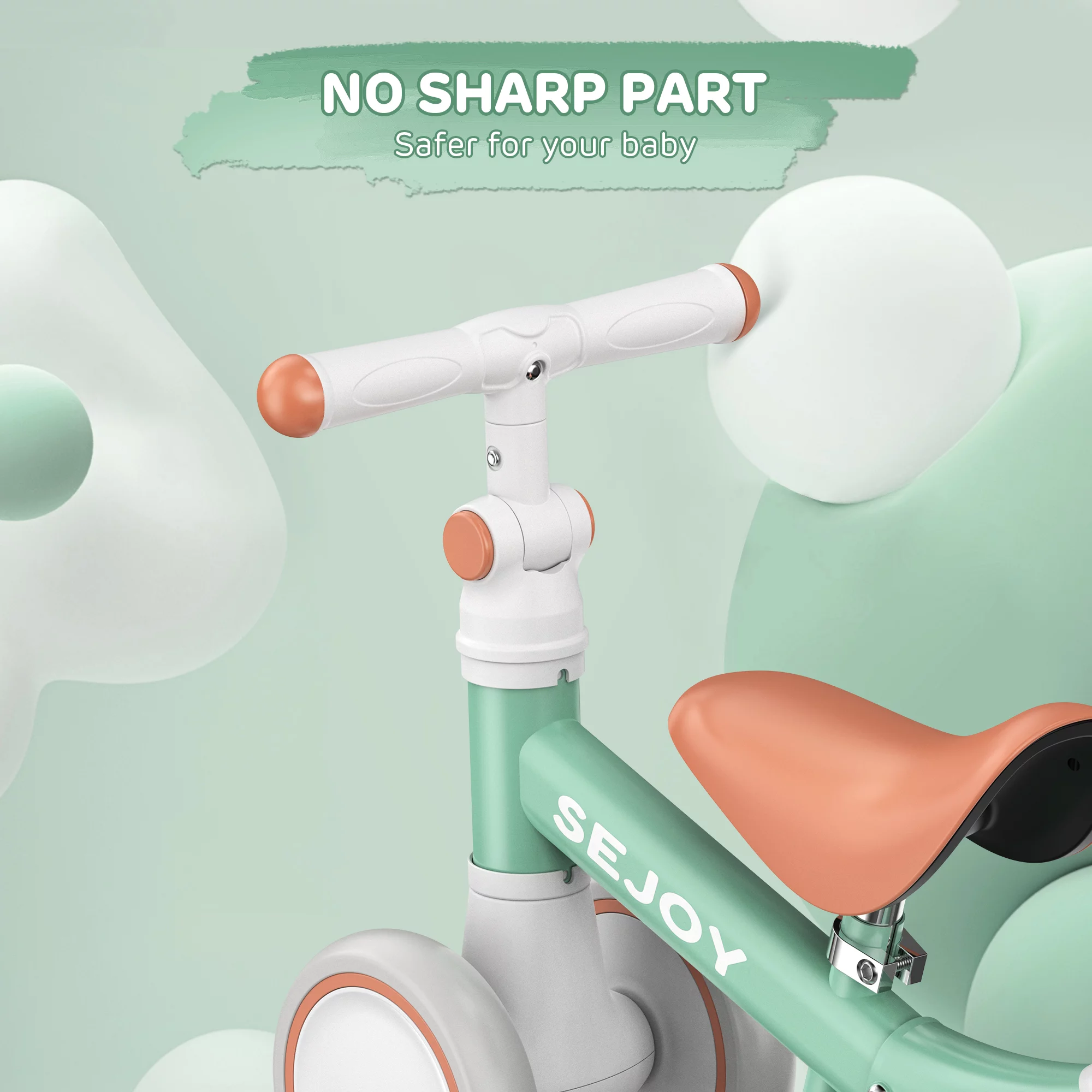 Sejoy Baby Balance Bike, Toddler Baby Bicycle with 4 Wheels for 10-36 Months, Adjustable Handlebar Baby Outdoor Bike Riding Toy, First B-day Gift - Womvr