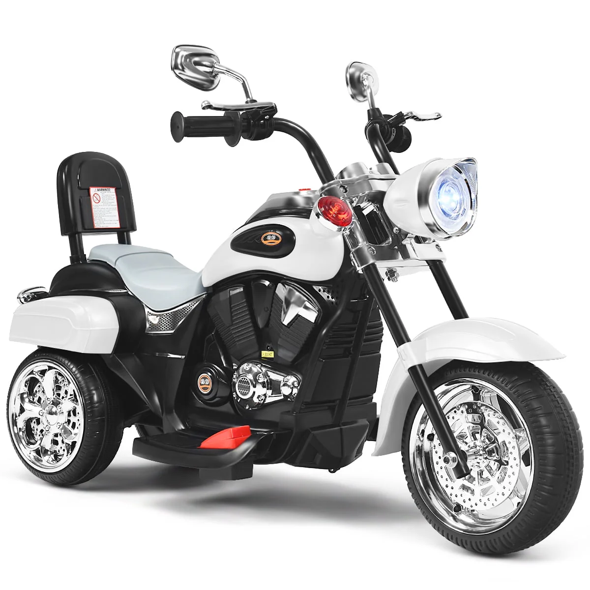 Costway 3 Wheel Kids Ride On Motorcycle 6V Battery Powered Electric Toy White - Womvr