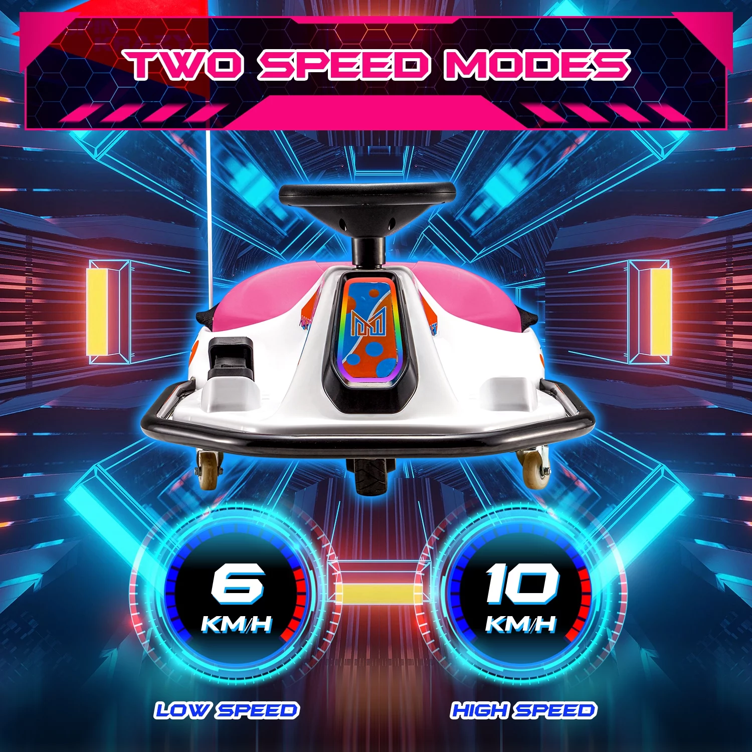 Hommow 12V Ride on Drift Car for Kids,Electric Drifting Go-Kart with Acceleration Pedal, Music, Bluetooth, LED Lights,Christmas Gift for 4-18Years Old,Blue - Womvr