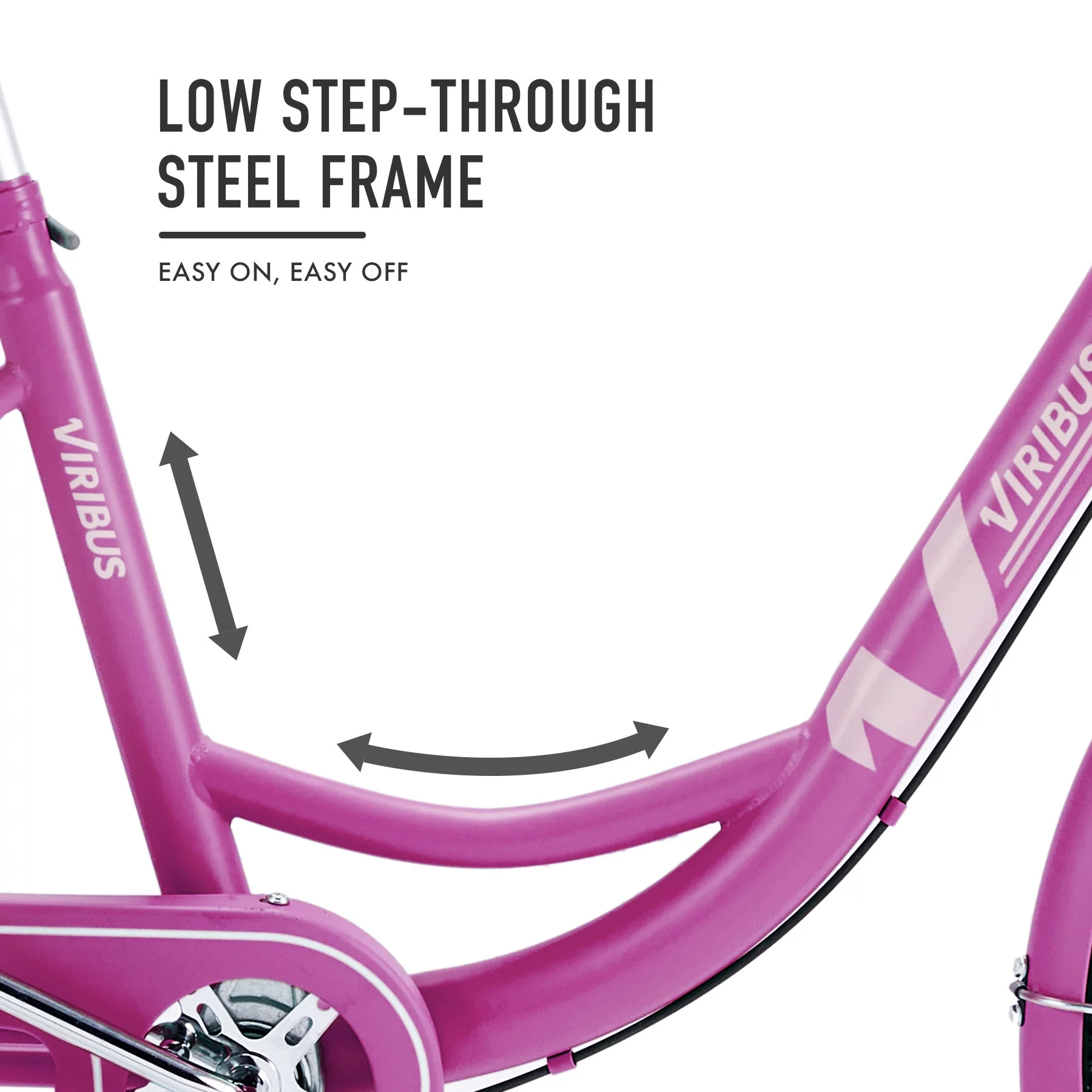 Viribus 26 Inch Single Speed Adult Tricycle 3 Wheel Bike with Removable Basket, Hybrid Beach Trike, Pink - Womvr