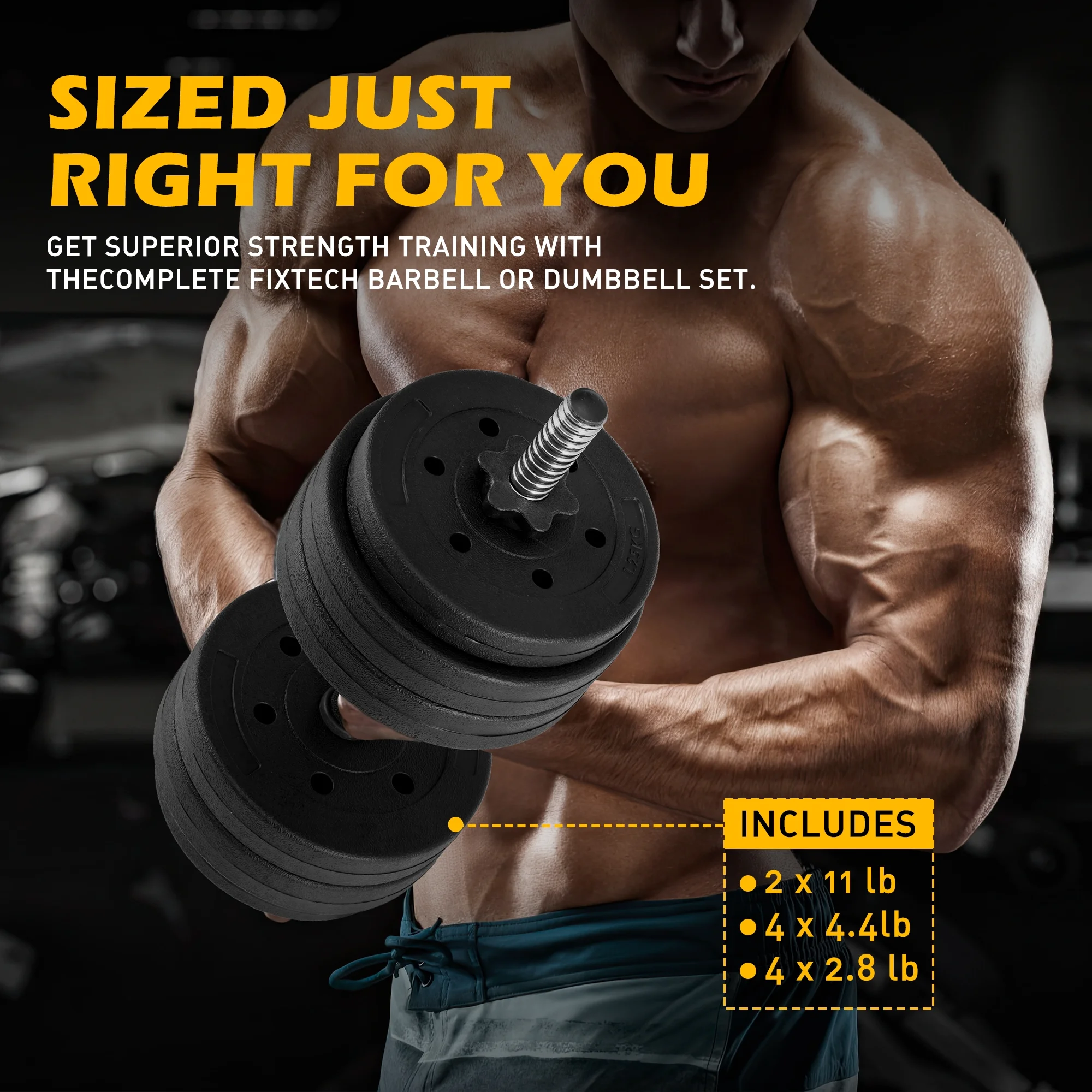 FIXTECH 66LB 2 in 1 Olympic Adjustable Weight Set with Curl bar Used As Barbell for Family fitness, Black - Womvr