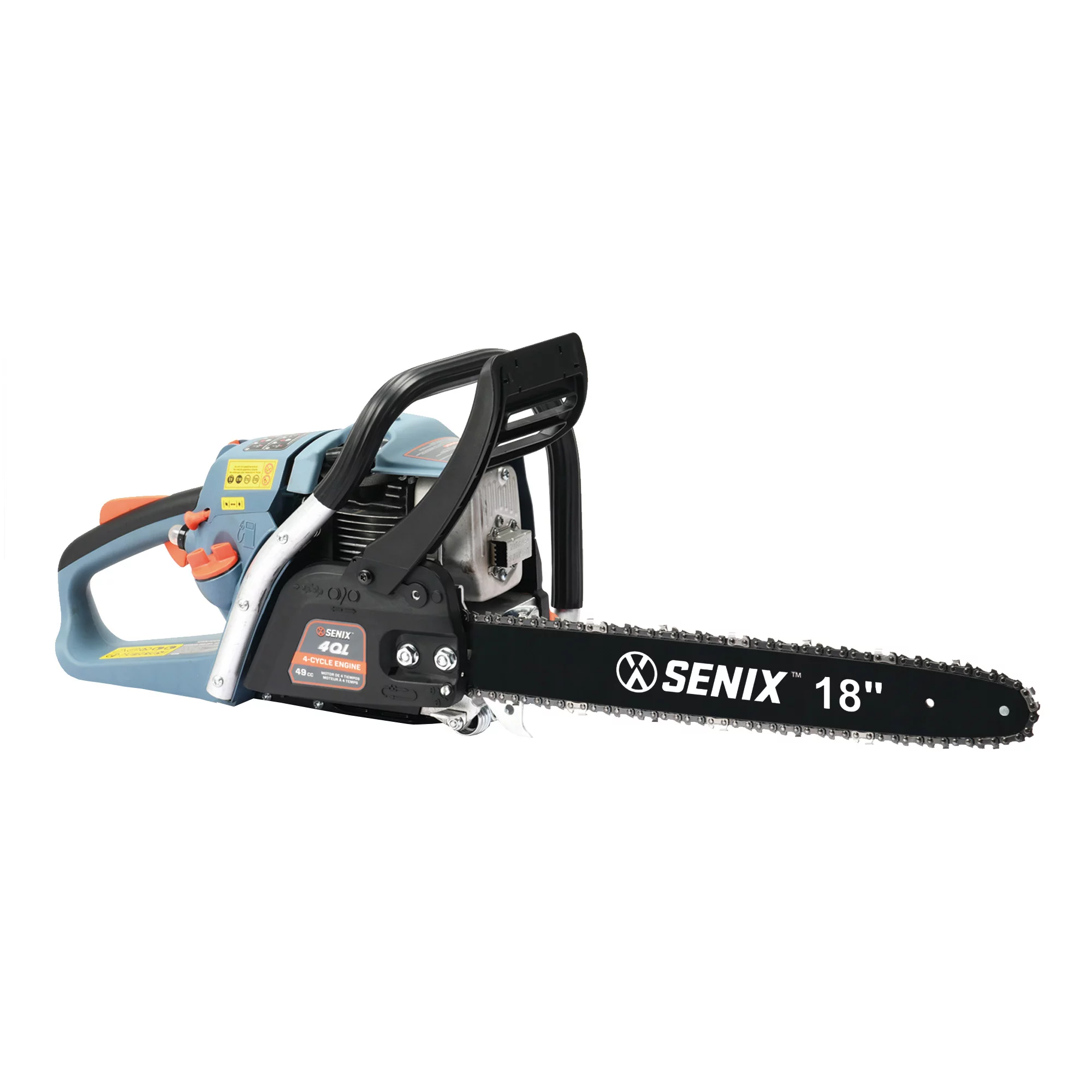 SENIX 49 cc 4-Cycle Gas Powered Chainsaw, 18-Inch Oregon Bar and Chain, CS4QL-L1 - Womvr