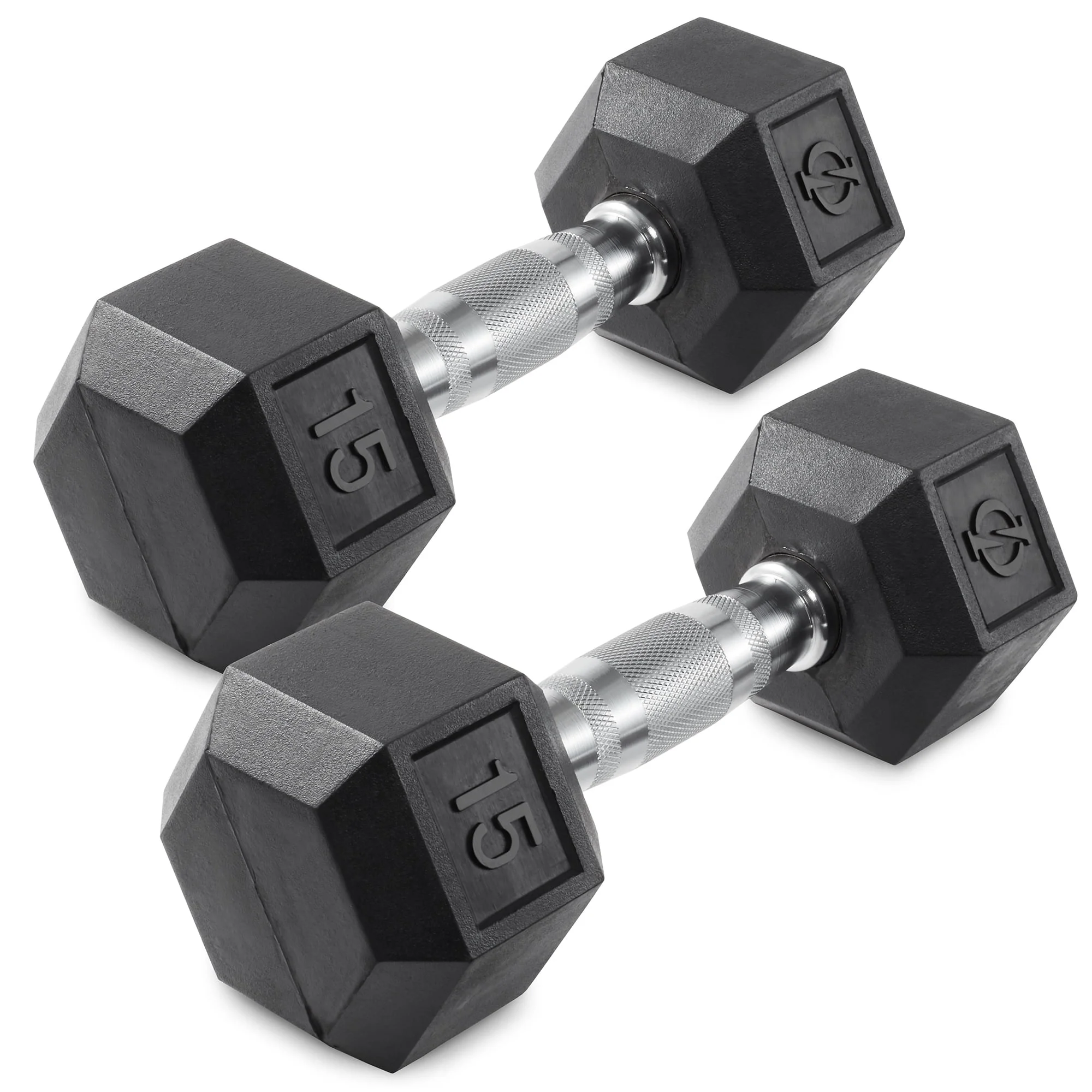 Philosophy Gym Rubber Coated Hex Dumbbell Hand Weights, 45 lb Pair - Womvr