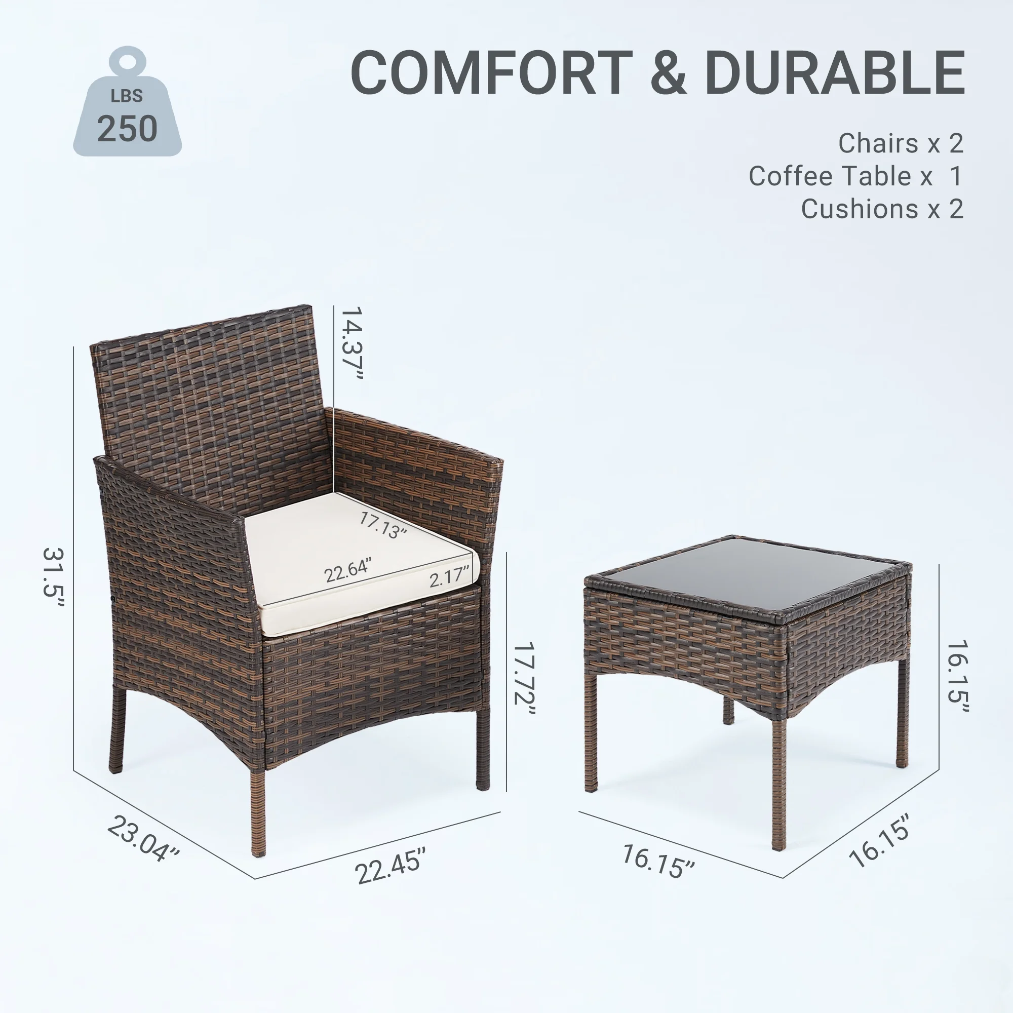 Yangming Outdoor Patio Furniture Set with Sectional Sofa, Table, Chairs and Thick Cushions - Perfect for Lawn, Garden, Backyard or Pool Area, Black - Womvr