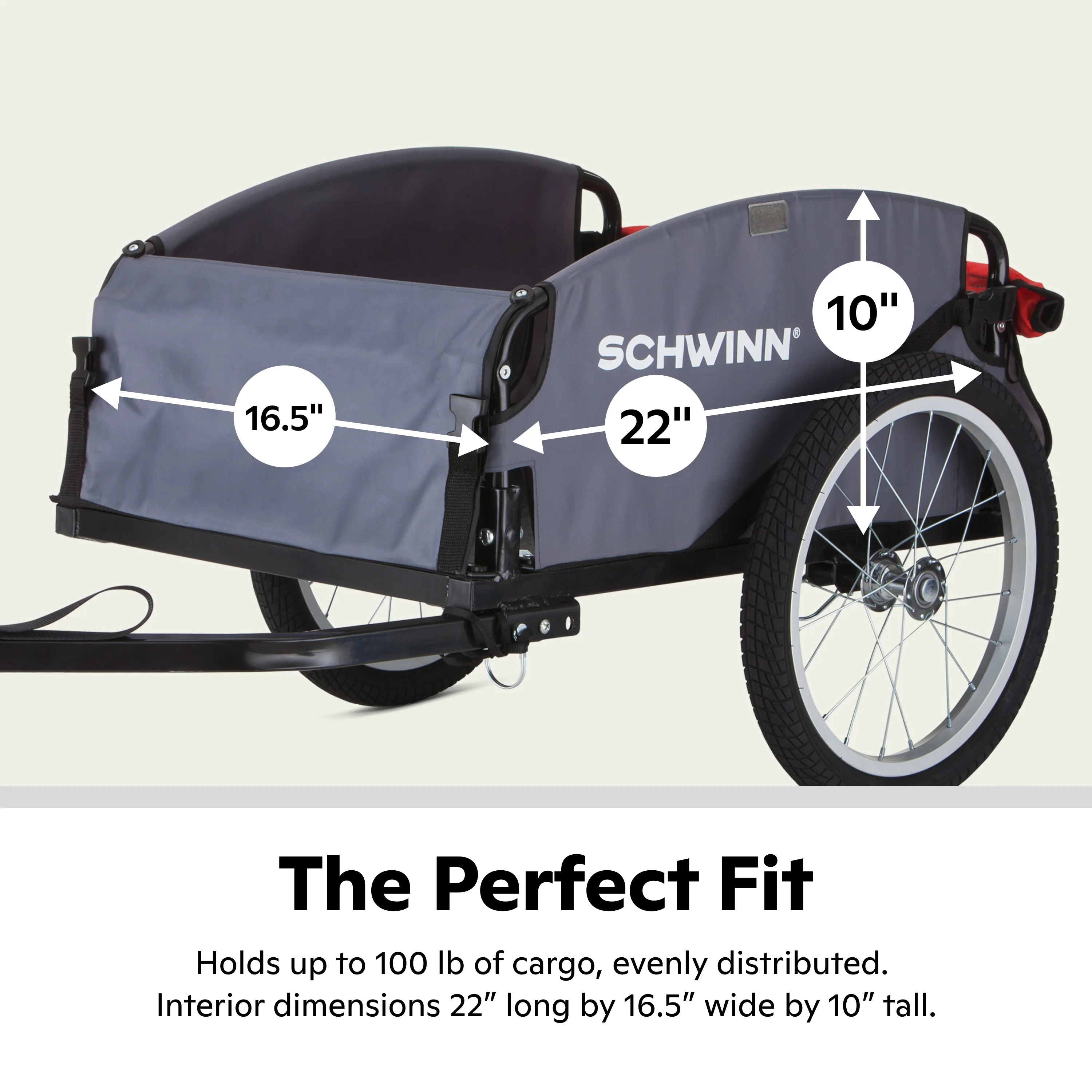 Schwinn Daytripper Cargo Trailer, 100 lbs capacity, gray / red - Womvr