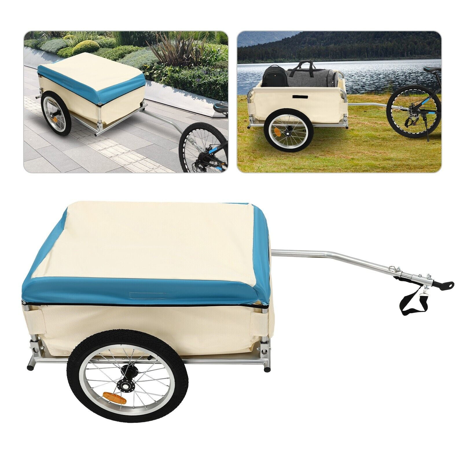 Bike Cargo Trailer with Universal Bicycle Coupler Foldable Bicycle Cart Wagon 50kg - Womvr