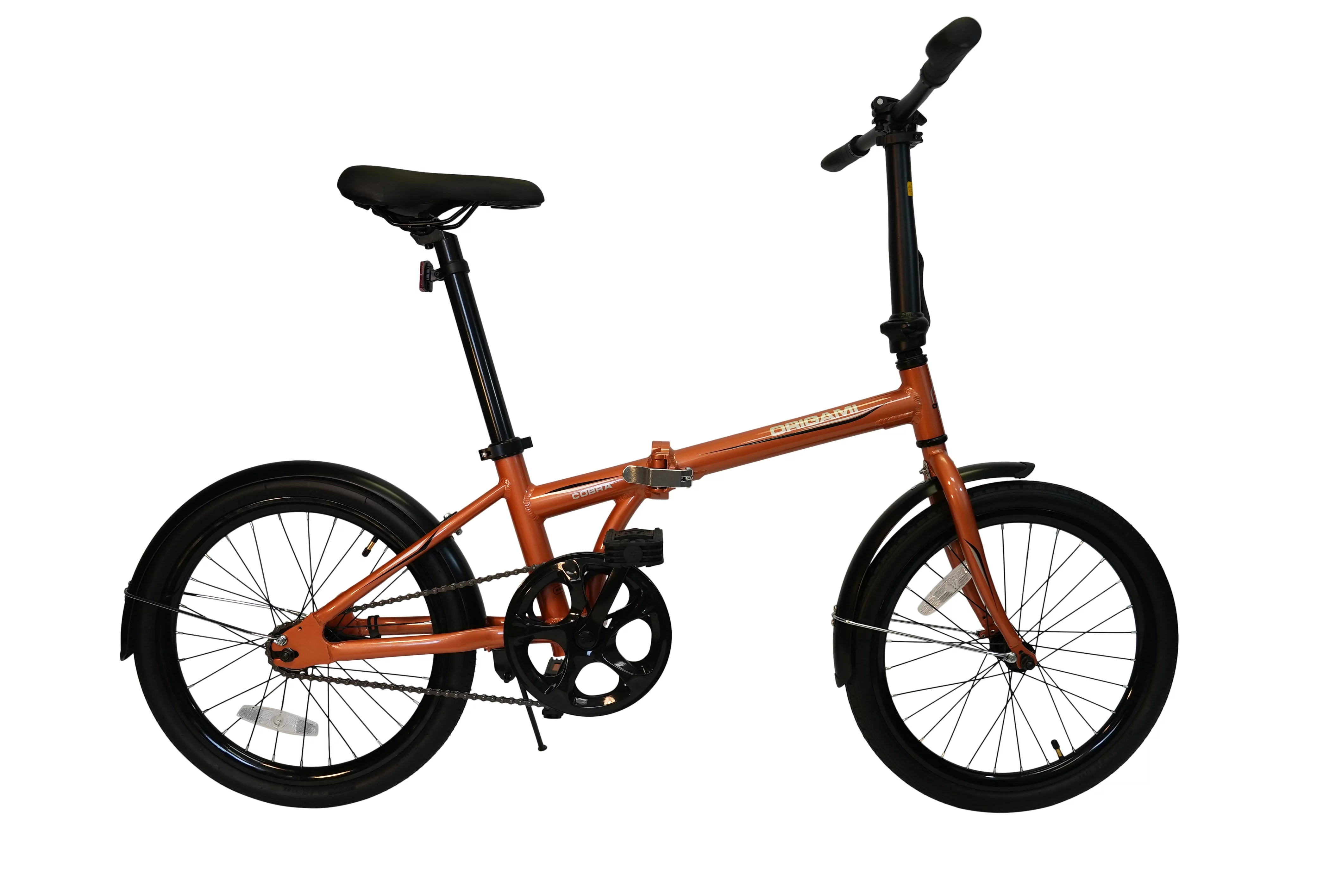 Origami Cobra single-speed lightweight folding bike in Copper - Womvr