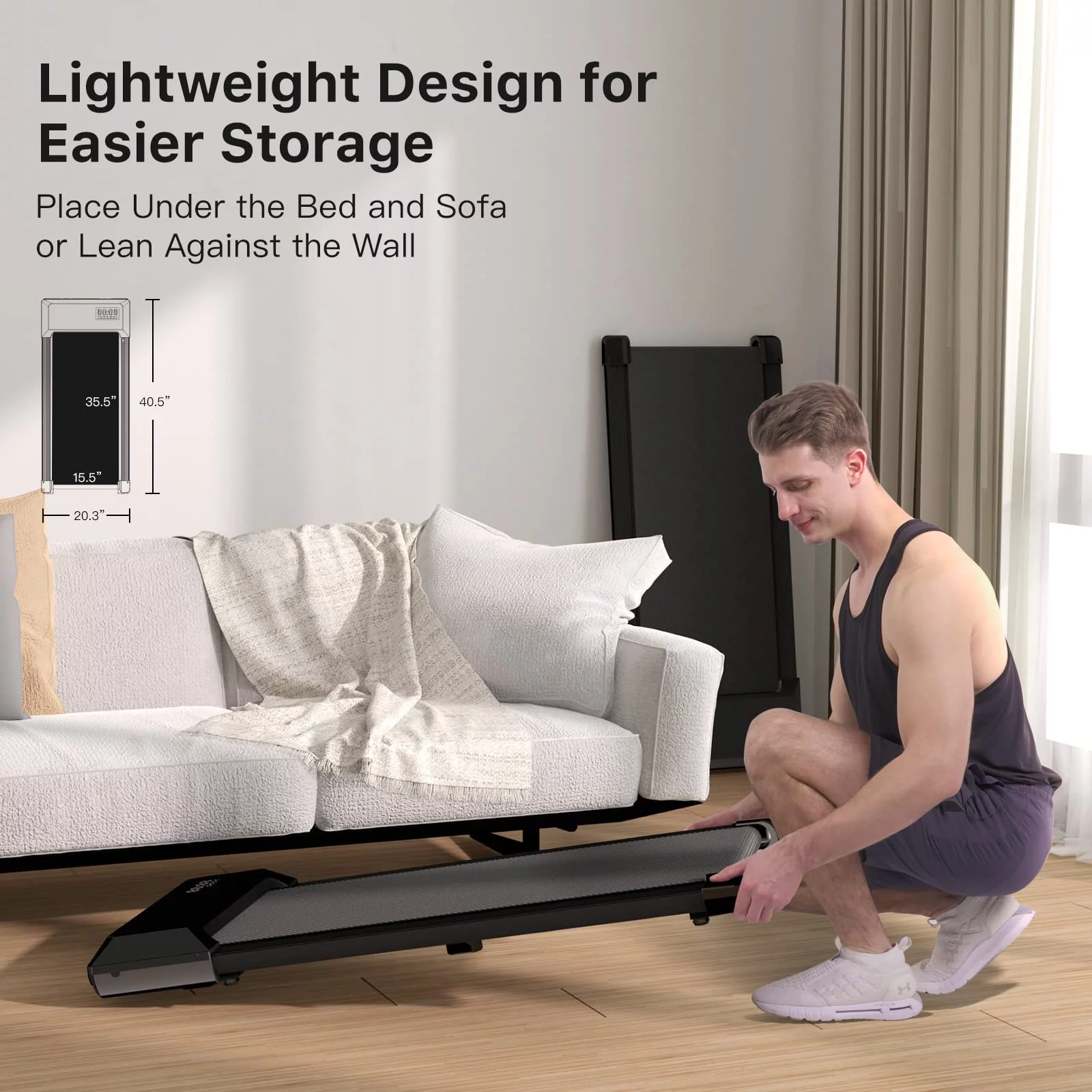 Superun 2.5Hp Walking Pad, 35.5*15.5 Walking Area 2 in 1 Under Desk Treadmill,300lb Walking Treadmill with Remote Control and LED Display, Quiet, Compact & Small Treadmill for Home & Office (White) - Womvr