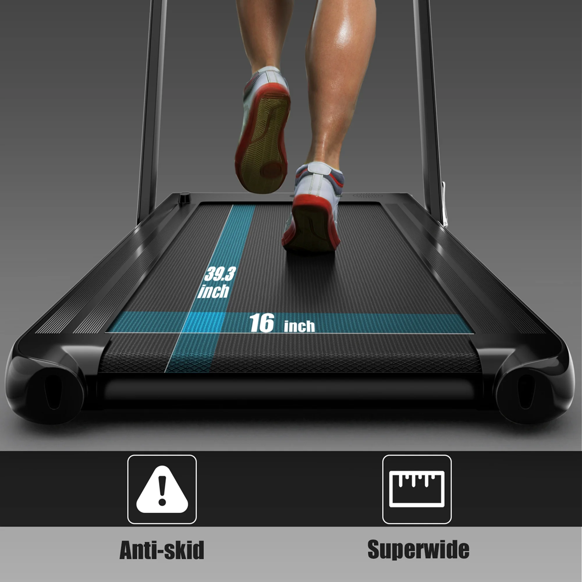 SuperFit Up To 7.5MPH 2.25HP 2 in 1 Single Display Screen Folding Treadmill Remote Control W/ APP Control Speaker Black - Womvr