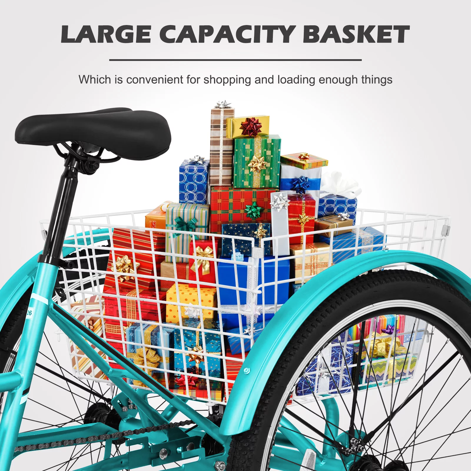 Docred Adult Tricycle, 7 Speed Three Wheel Mountain Bike, 24/26/27.5 inch Adults Trikes ,Load capacity 420 lbs - Womvr