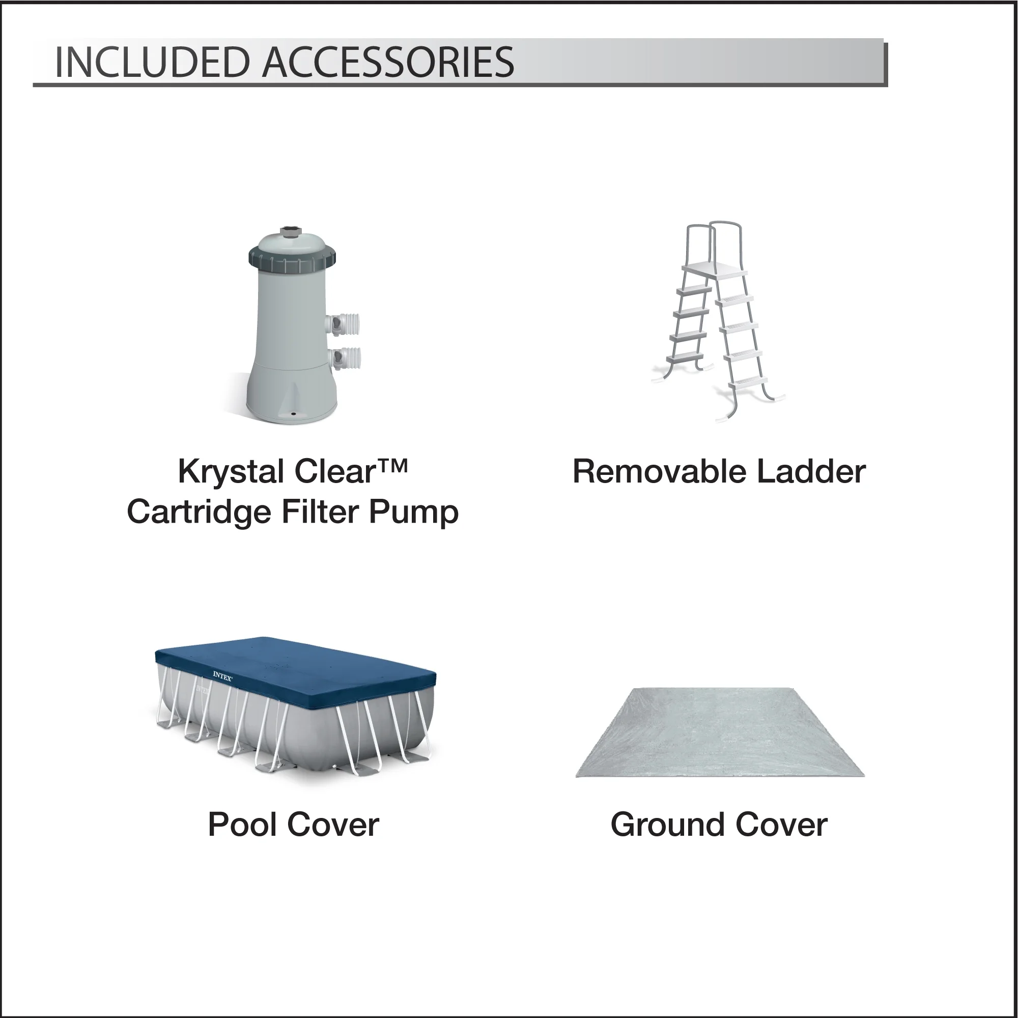 Intex 16Ft X 8Ft X 42In Prism Frame Rectangular Pool Set - Womvr