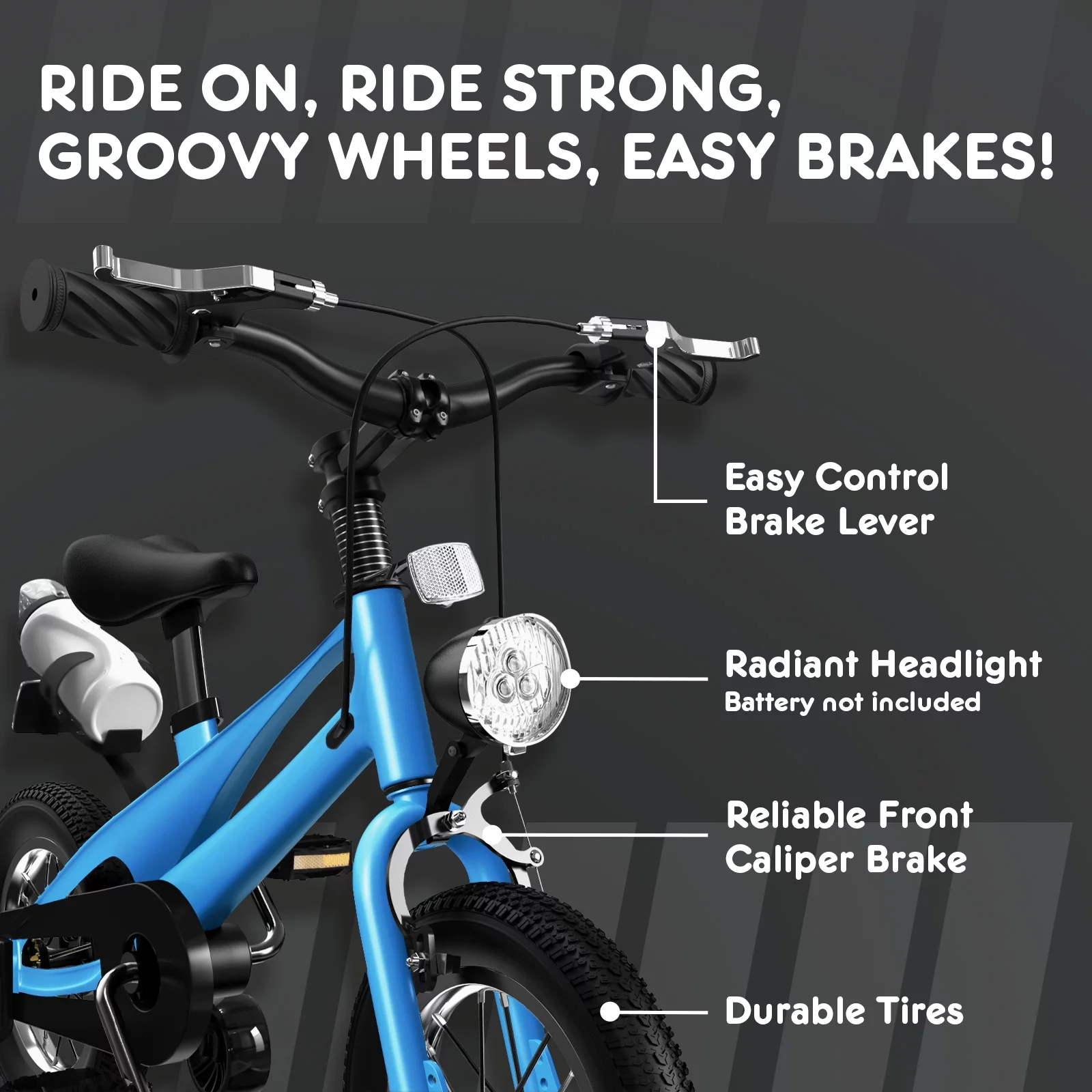 HARPPA 14 inch Bikes for Boys Age 3-5 Years, Kids Bicycle with Training Wheels, Blue - Womvr