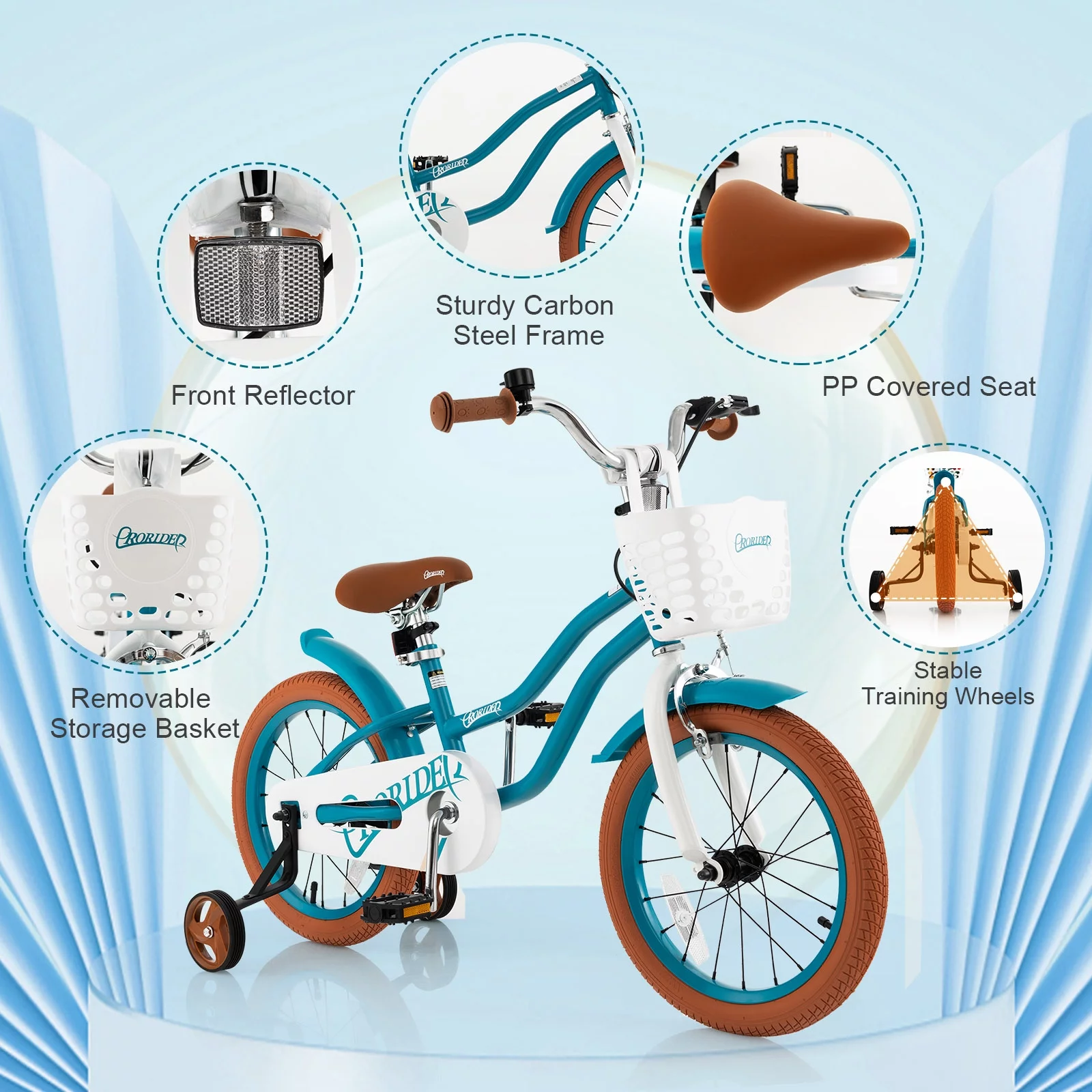 Costway 16'' Kids Bike Toddler Adjustable Bicycle withTraining Wheel for 4-8 Years Old Girl Pink - Womvr