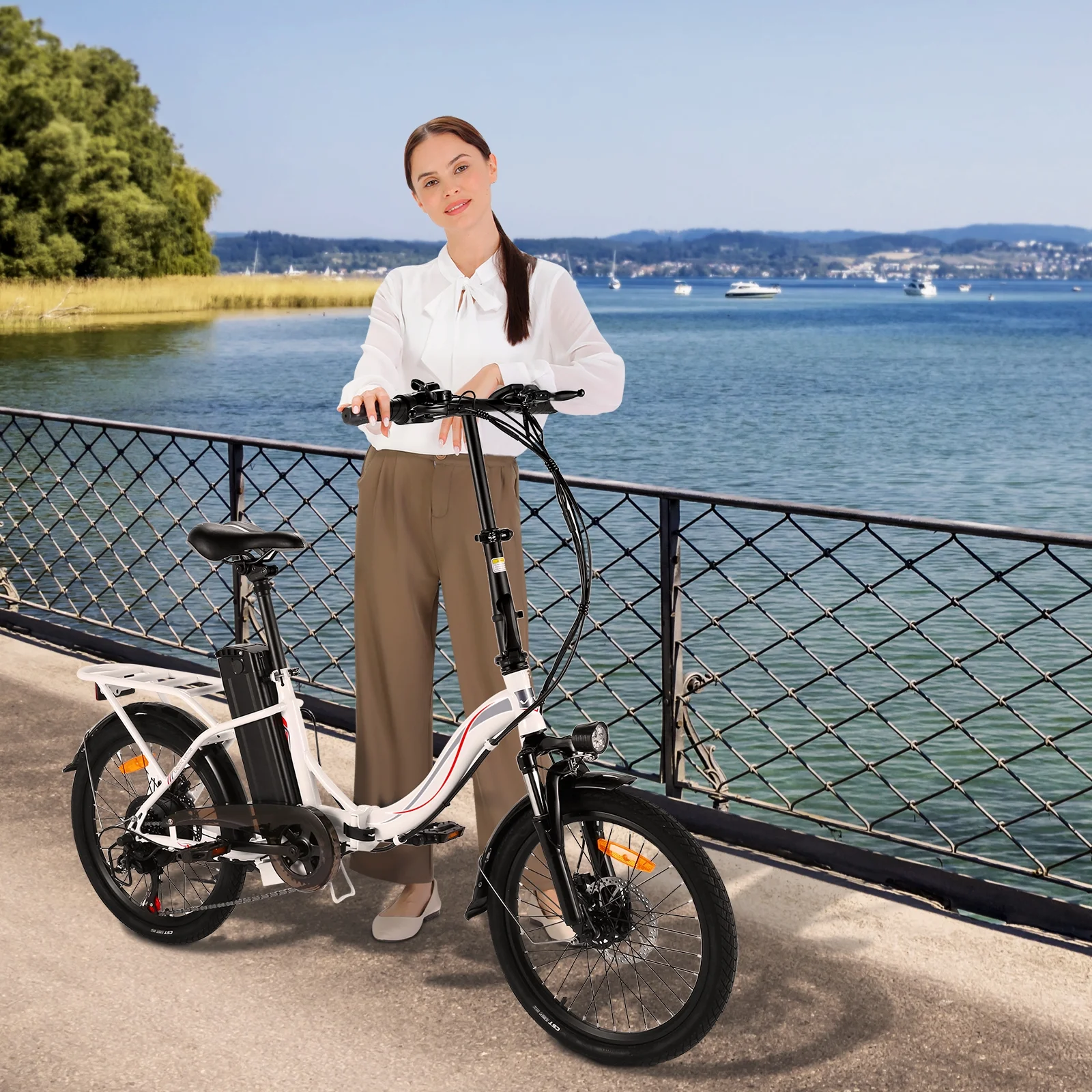 Elifine 500W Folding Electric Bike for Adults, 20