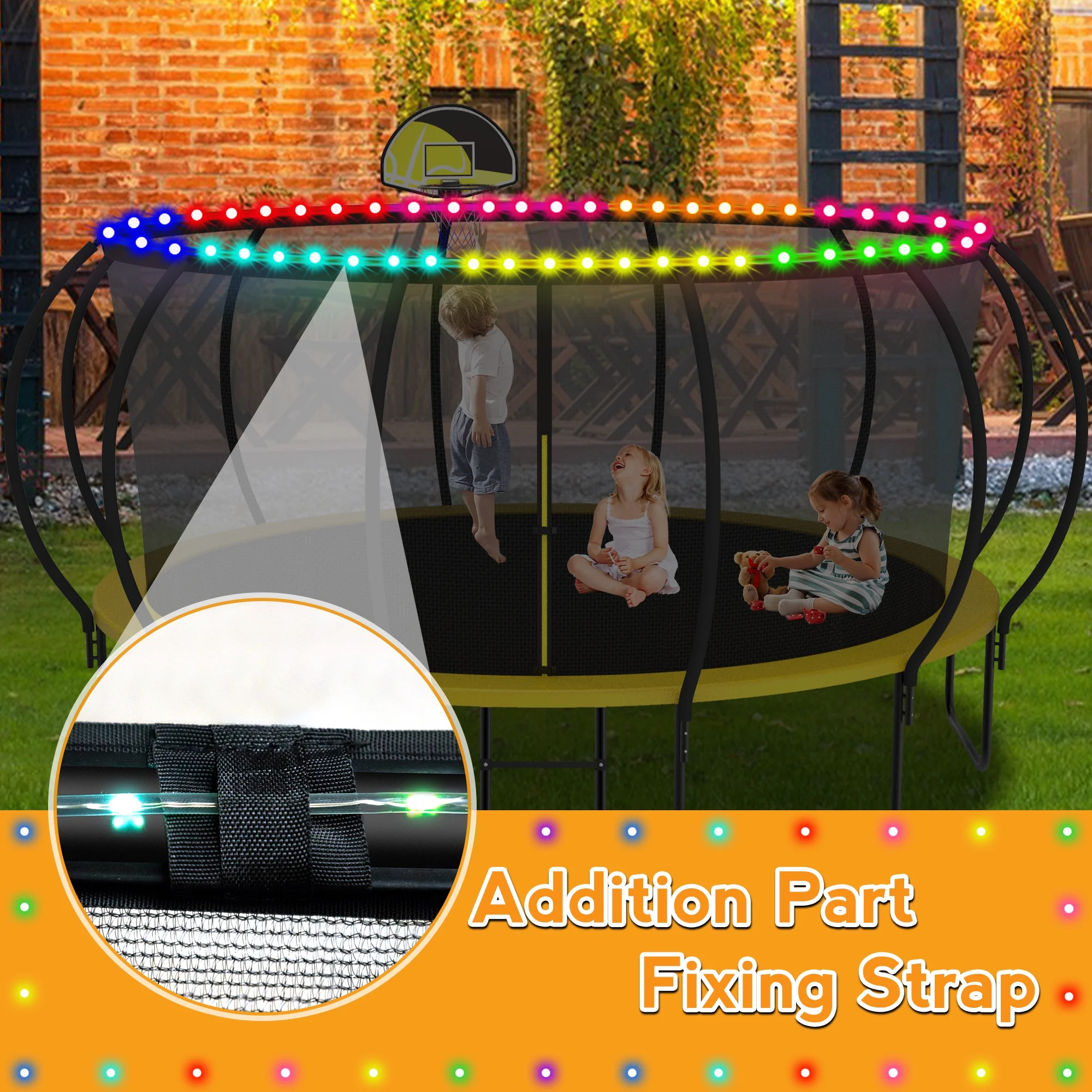 KOFUN Trampoline with Basketball Hoop, 8FT 10FT 12FT 14FT 15FT 16FT Trampoline with Enclosure, Anchors Kit, Ladder, Heavy Duty Backyard Trampoline for Kids Adults, Galvanized Anti-Rust Coating, Black - Womvr