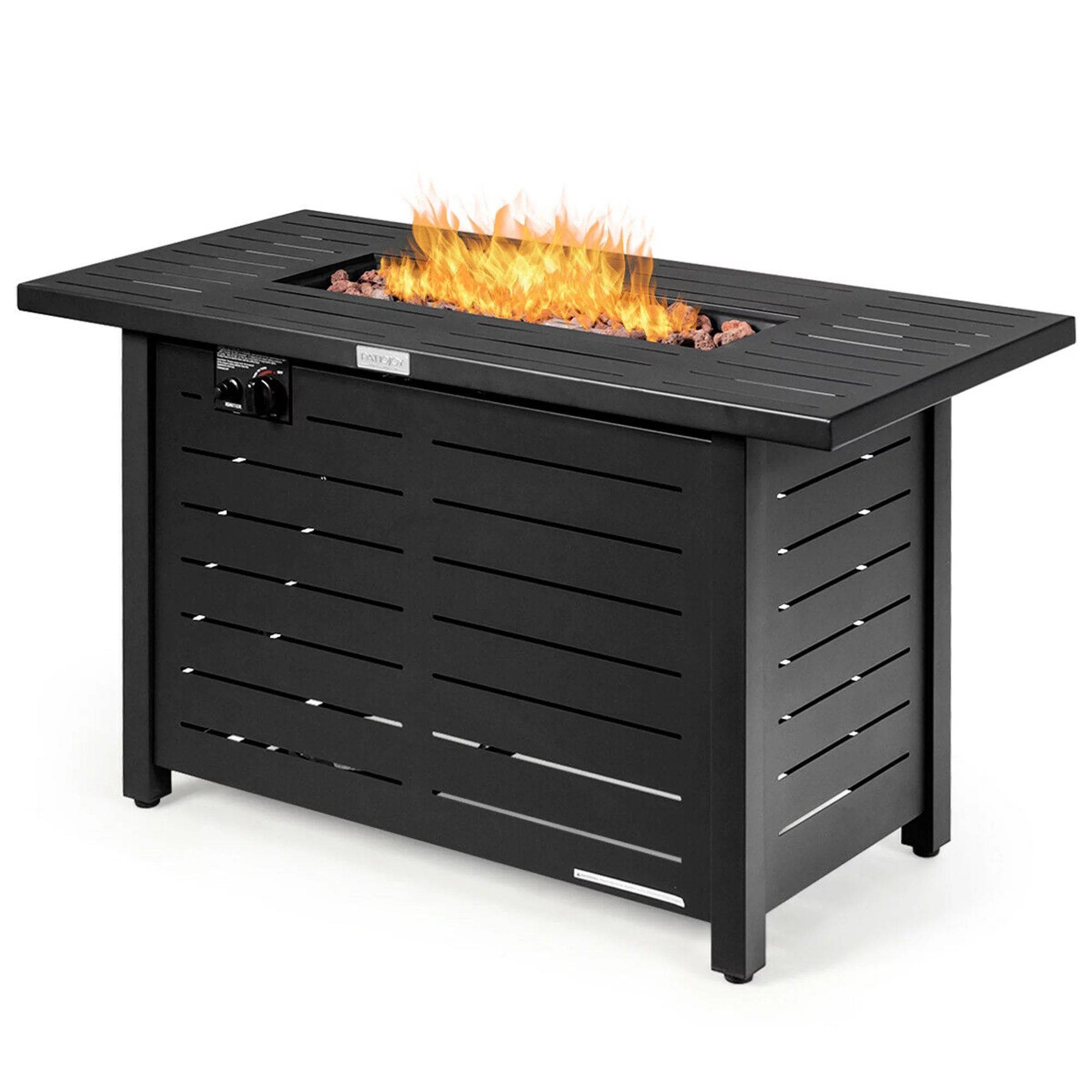 Gymax 42'' Rectangular Propane Gas Fire Pit 60,000 Btu Heater Outdoor Table W/ Cover - Womvr
