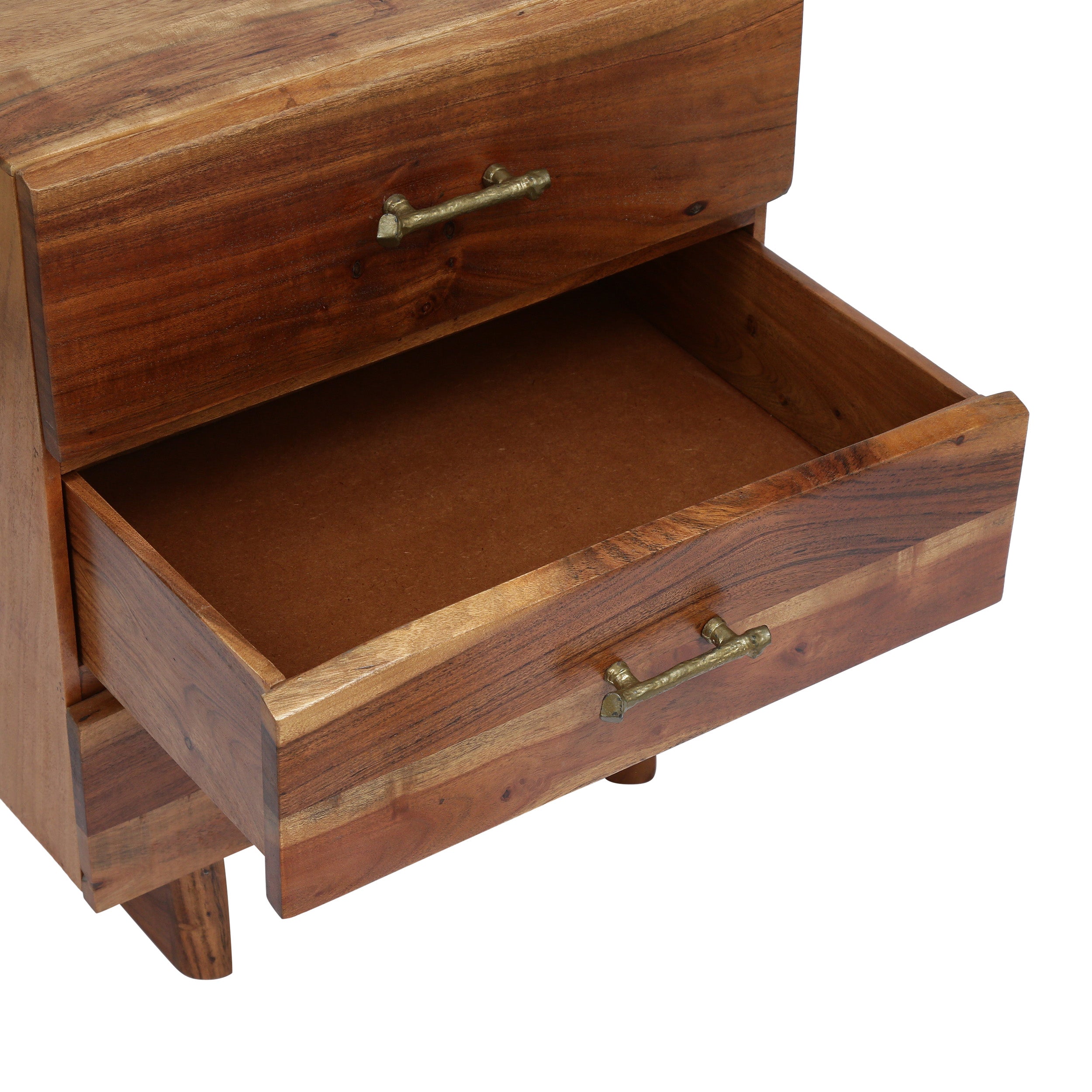 Tift Terrell Handcrafted Boho Acacia Wood 3 Drawer Nightstand, Set of 2 - Womvr