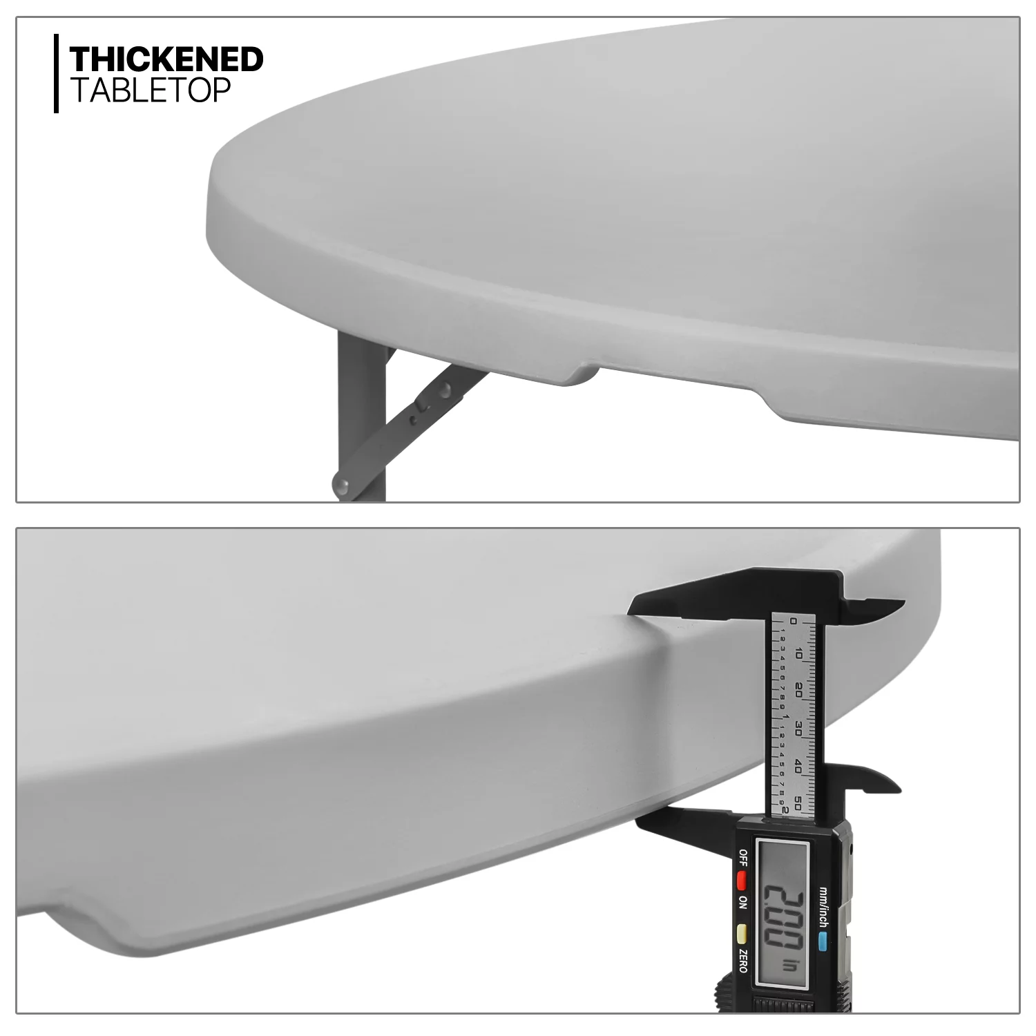 MoNiBloom 5 foot Round Bi-Fold Plastic Table, Metal Frame Indoor Outdoor 60 Inch Foldable Desk for Kitchen Party Wedding, Grey - Womvr