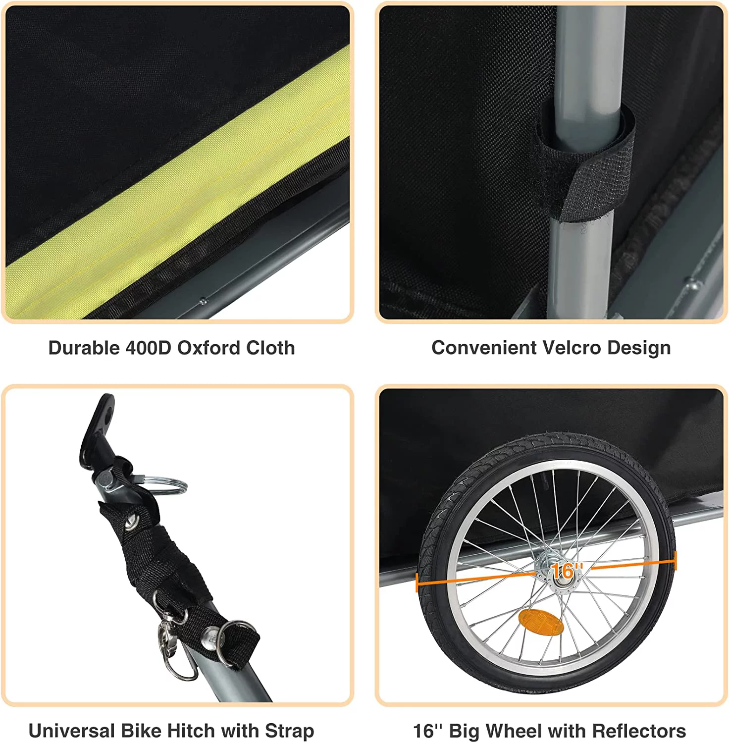 REDCAMP Bike Trailer Cargo Foldable, Bicycle Trailer with 16