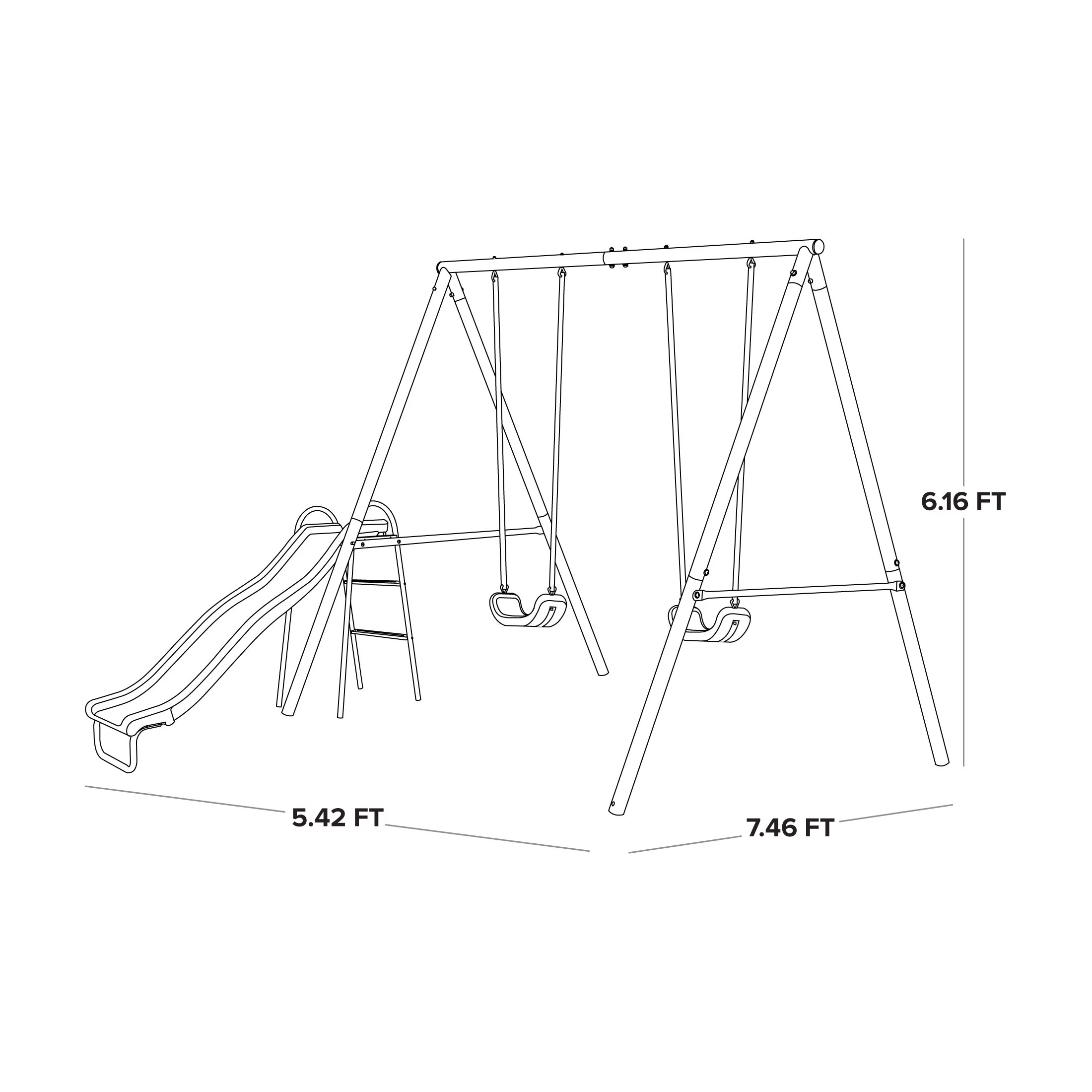 Sportspower Power Play Time Metal Swing Set with 2 Swings and Lifetime Warranty on Blow Molded Slide - Womvr