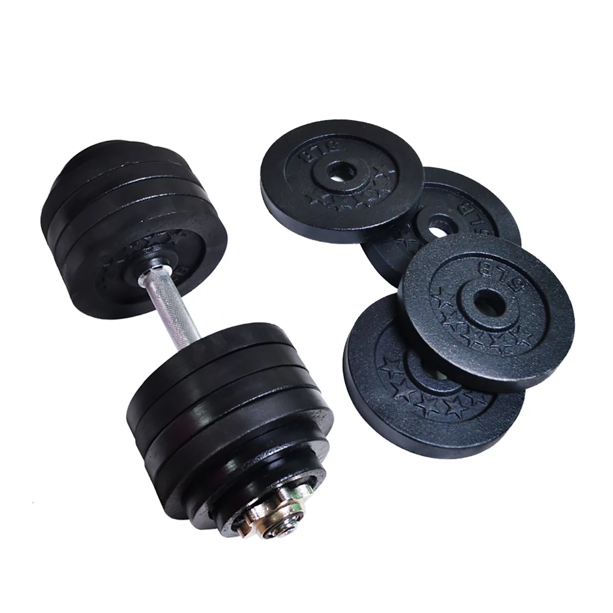 105 lbs Adjustable Dumbbell Weight Set of 2 Black Plated Cast Iron - Womvr