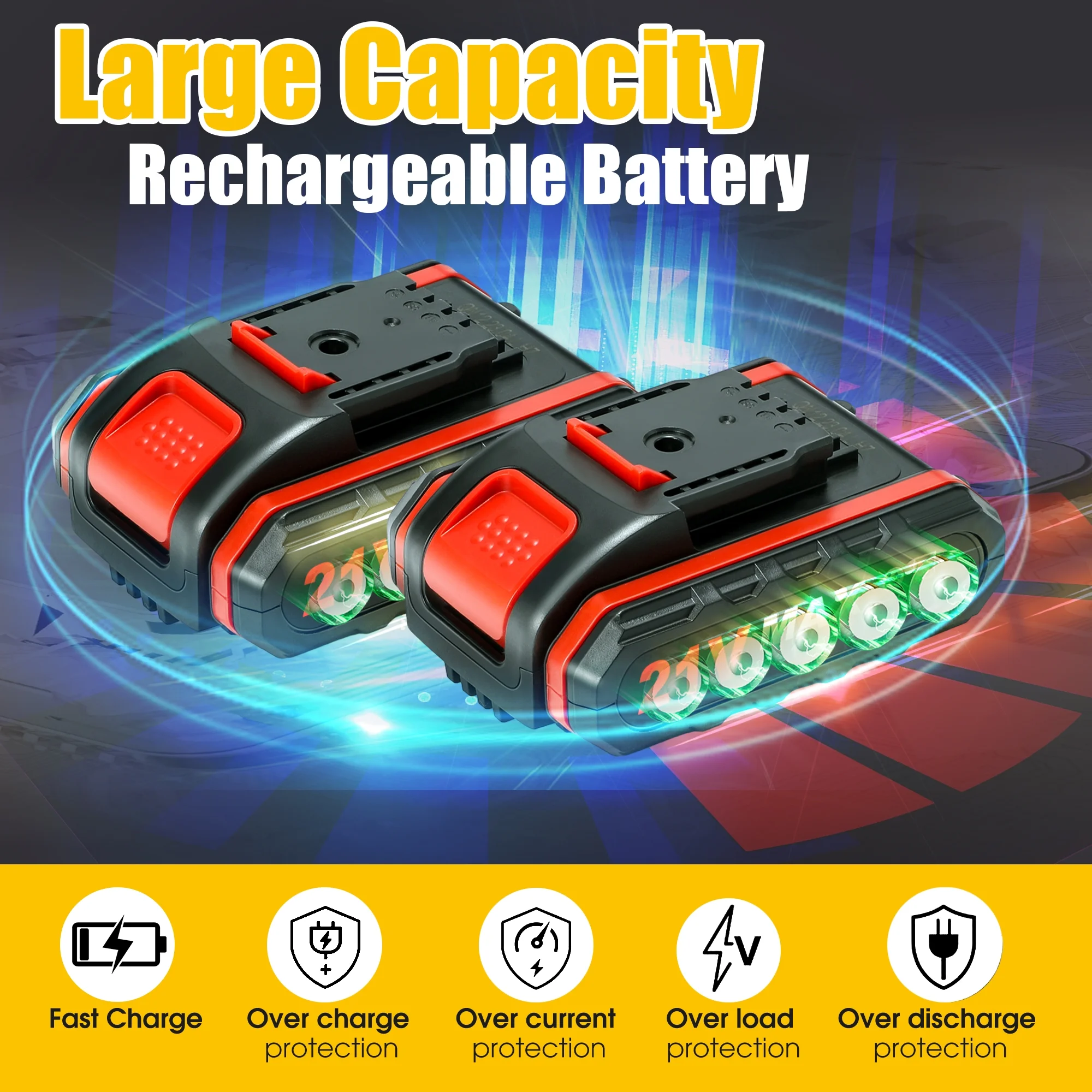 4 inch Mini Chainsaw with 2 Battery, Portable Cordless Handled Chain Saws, Small Chainsaw for Wood Cutting Tree Trimming - Black - Womvr