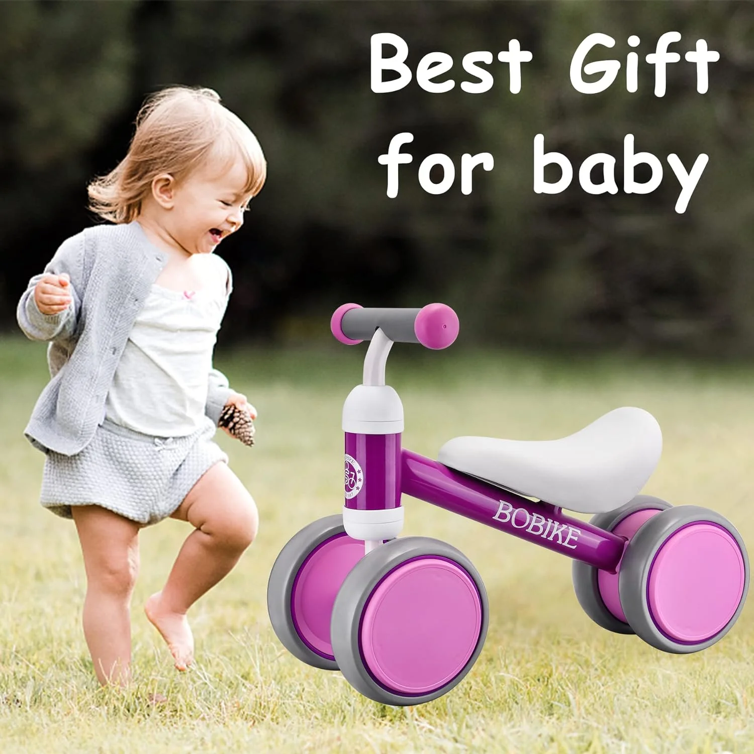 Bobike Baby Balance Bike Toys for 1 Year Old 10-24 Months Toddler Walker Bicycle Pink - Womvr