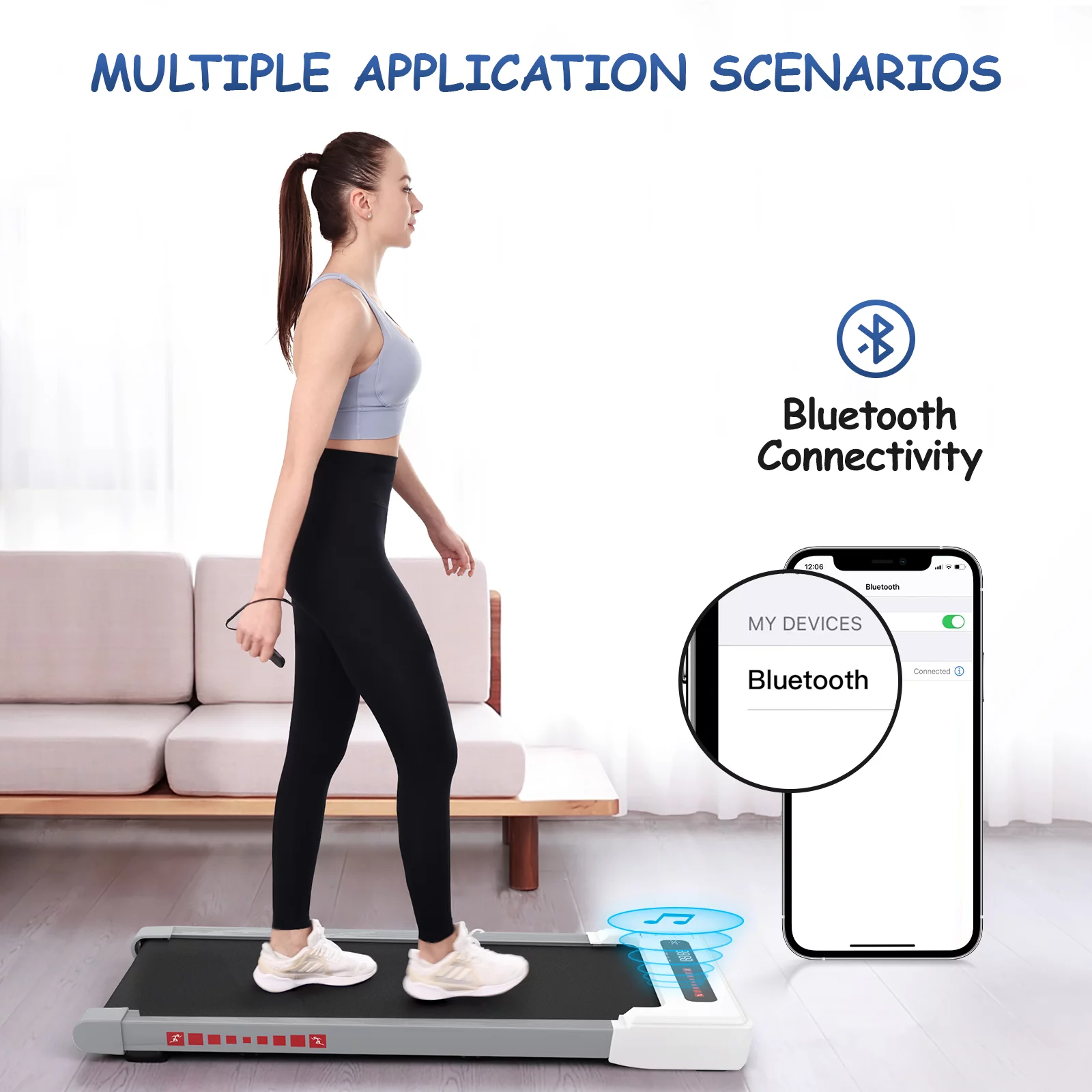 OBENSKY Walking Pad Treadmill Under Desk, White 2.25HP Portable Mini Treadmill w/ Remote Control - Womvr