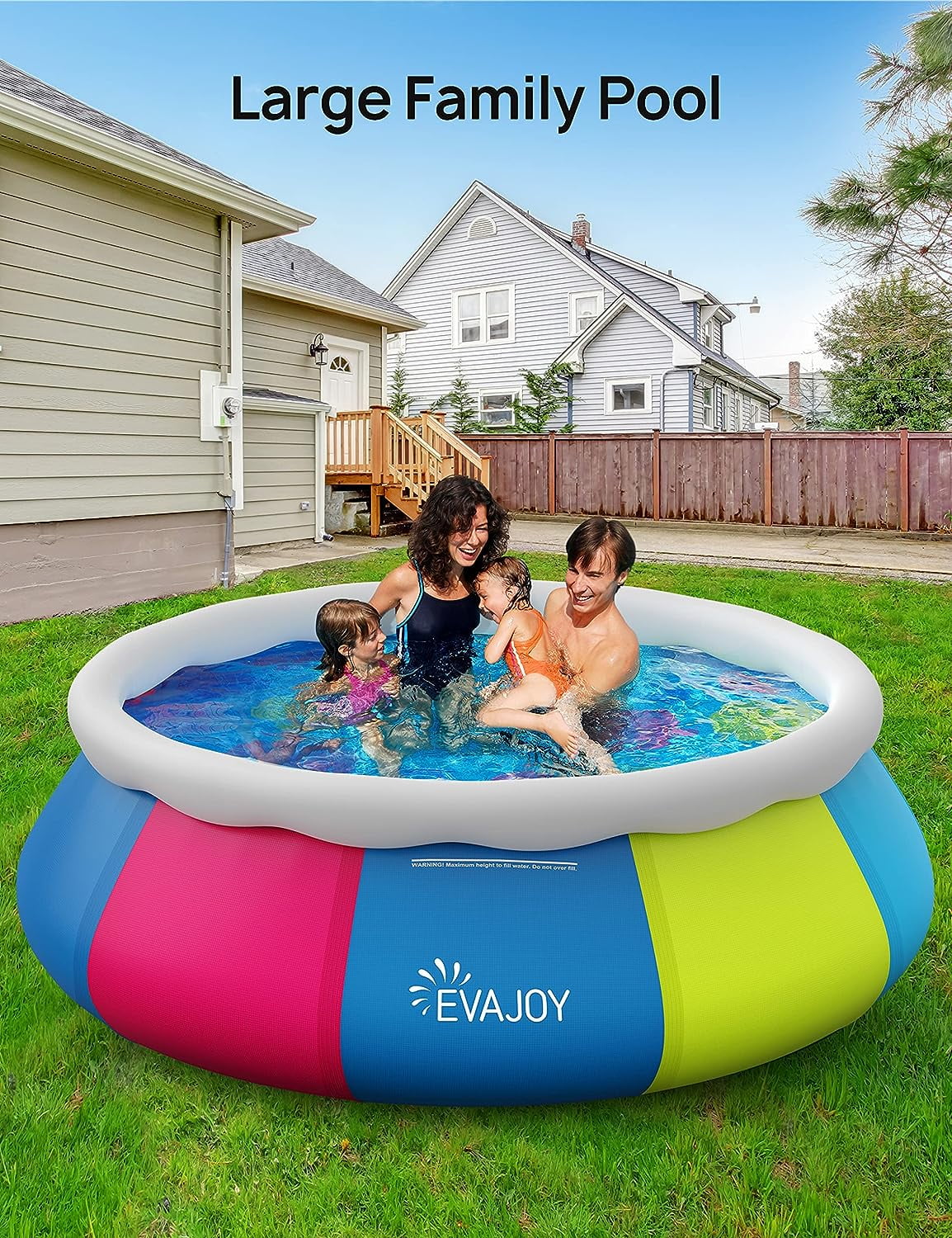 EVAJOY 10ft �� 30in Easy Set Inflatable Swimming Pool with Pool Cover - Perfect Above Ground Pool for Family Fun in Your Backyard Garden - Womvr