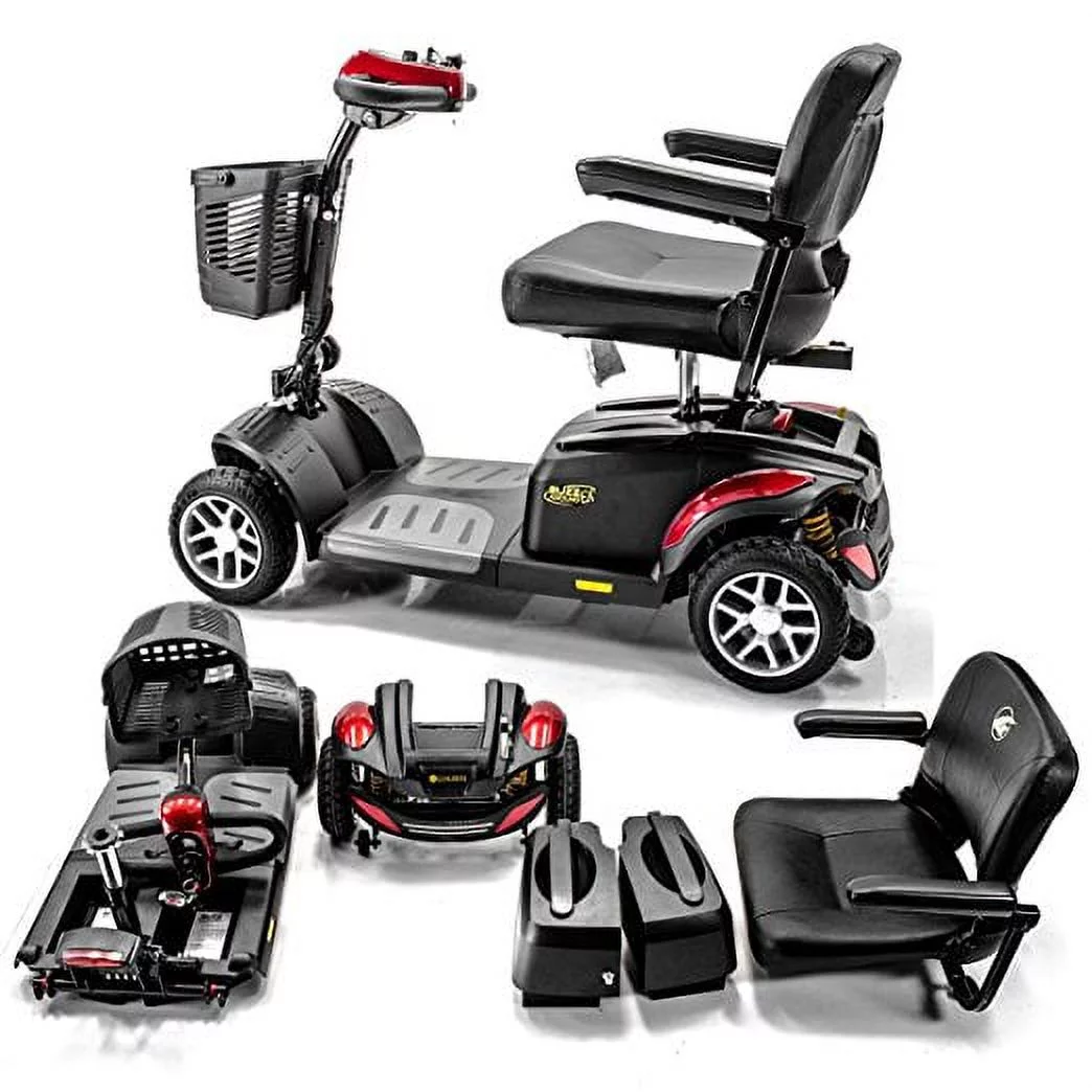 BUZZAROUND EX Extreme 4-Wheel Heavy Duty Long Range Mobility Scooter, Red and Blue Colored - Panels Included - Womvr