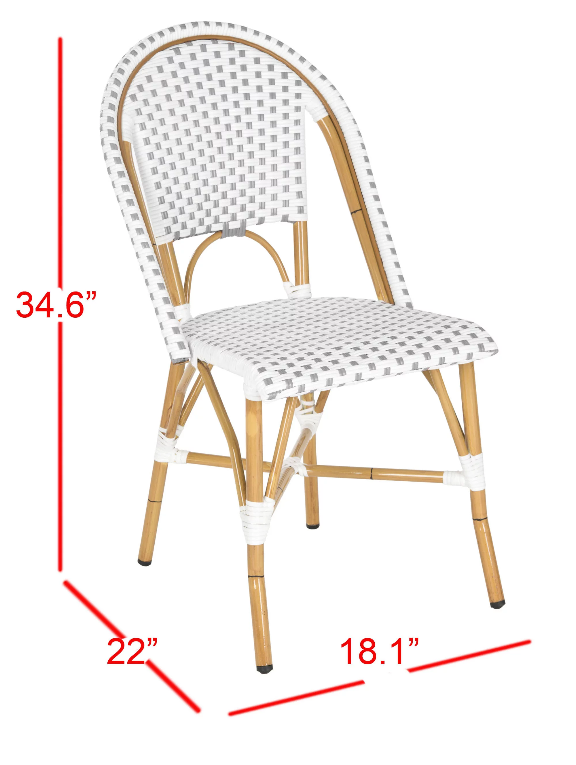 SAFAVIEH Salcha Outdoor French Bistro Side Chair, Blue/White, Set of 2 - Womvr