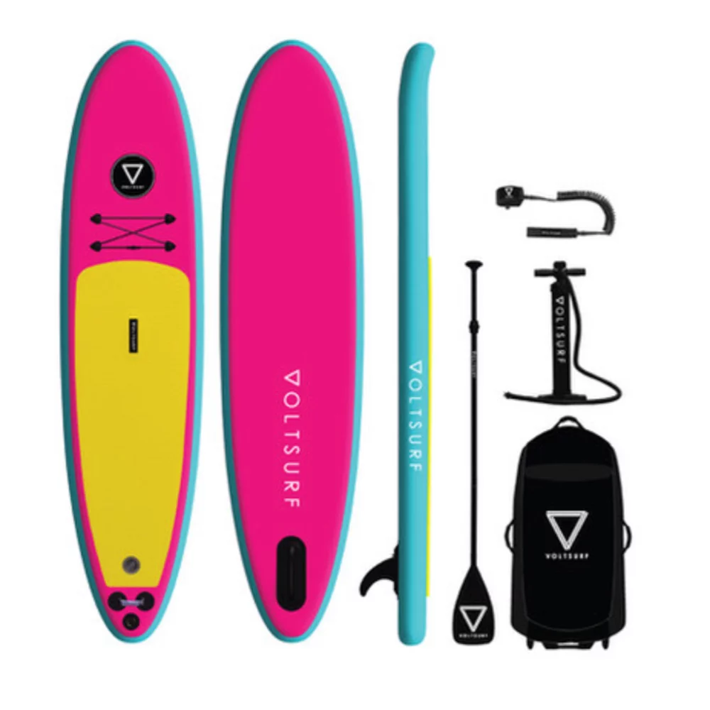 VoltSurf 10' Class Act Inflatable Stand Up Paddle Board Kit, Pink Rail - Womvr