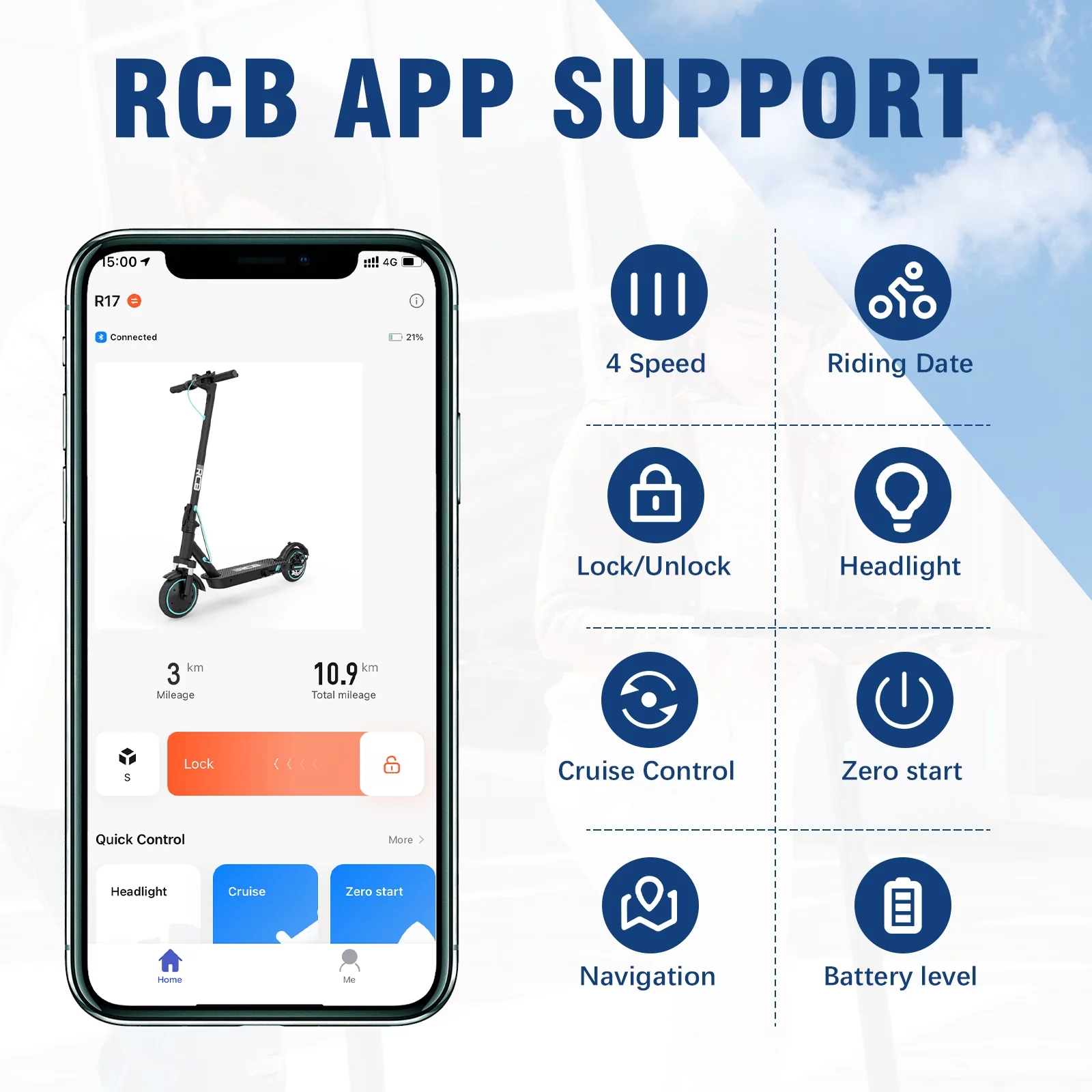 RCB Electric Scooter for Adults, E-Scooter with APP control, 350W Motor, Max Speed 19 mph, electric scooters for adults foldable - Womvr