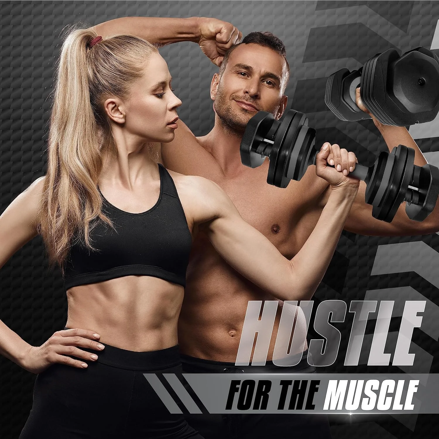 Yes4All High-tech Adjustable Dumbbells 25lb - Pair / 50lb Total, Grey Grip - Womvr