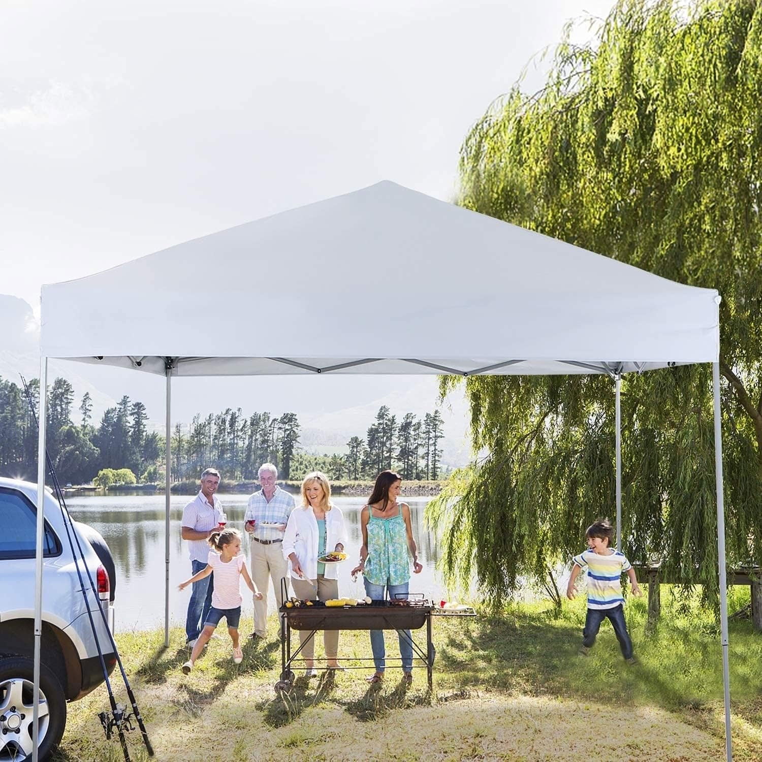GVDV Canopy Tent, 10x10 ft Easy Pop up Outdoor Canopy Tent, Portable Straight Leg Gazebo Instant Canopy, Blue - Womvr