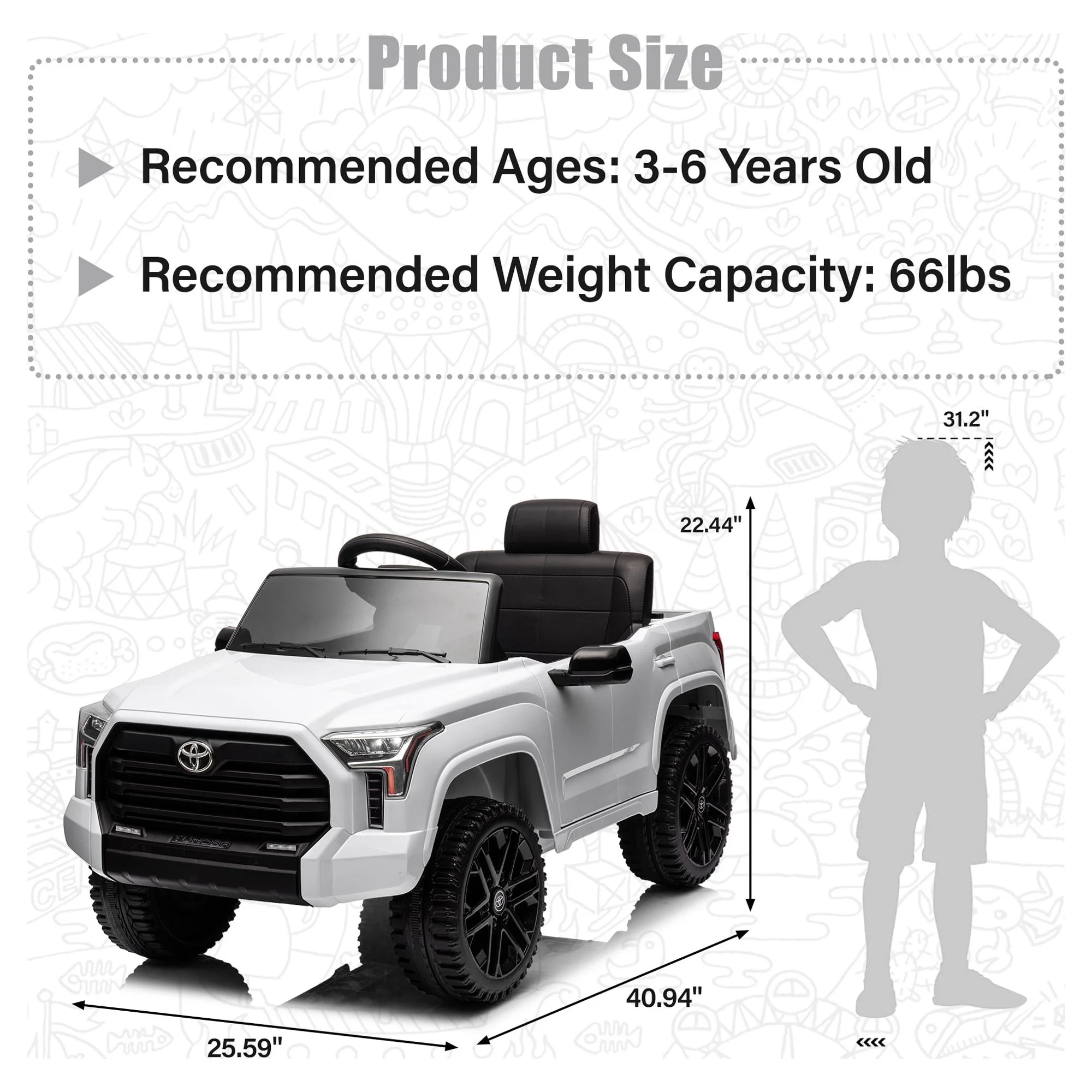 Toyota Tundra 12 V Powered Ride on Cars, Electric Pickup Truck Toys for Kids with Remote Control, 4 Wheels, Battery Powered, LED Light, MP3 Player, Green - Womvr