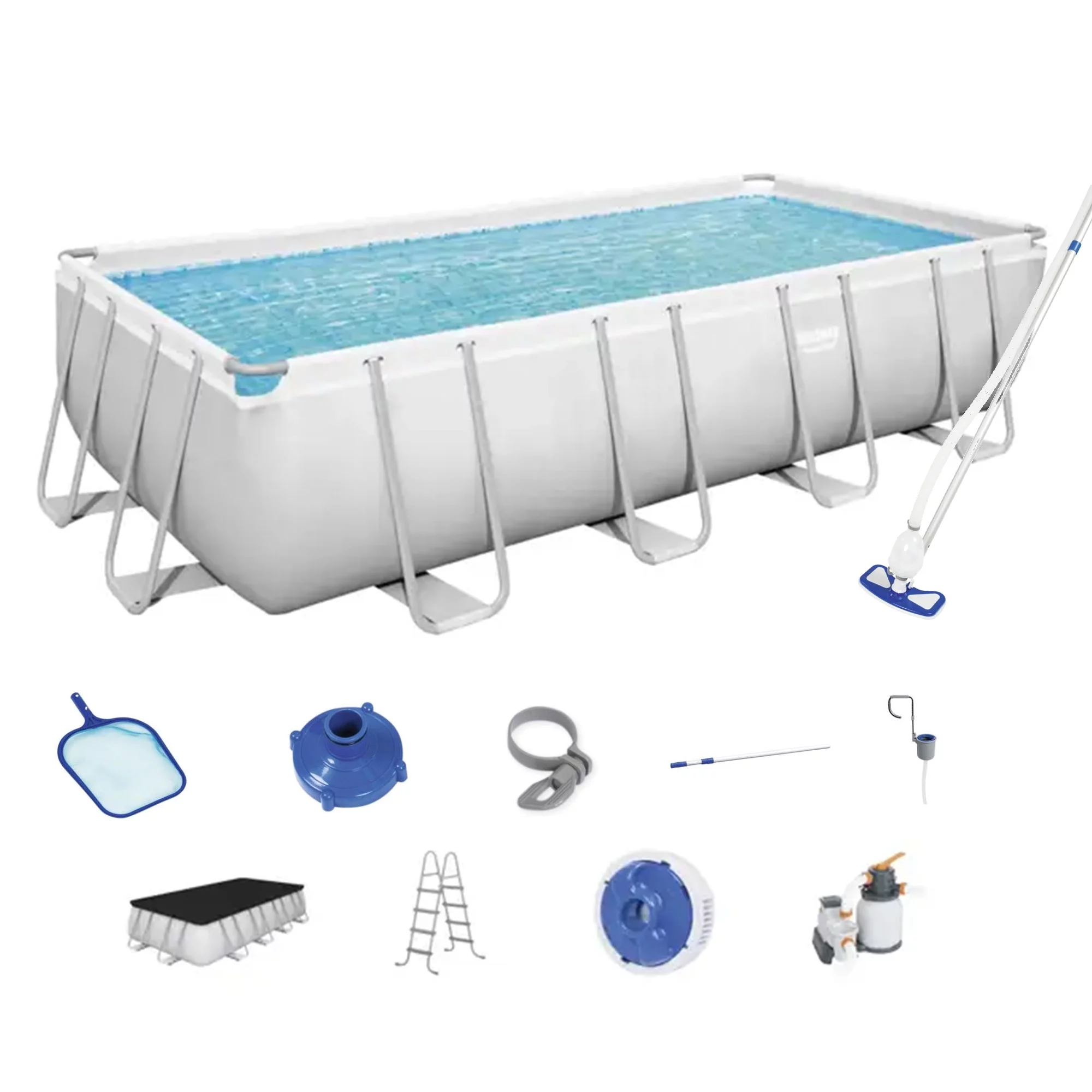 Bestway 18ft x 9ft x 4ft Rectangular Above Ground Swimming Pool Kit - Womvr