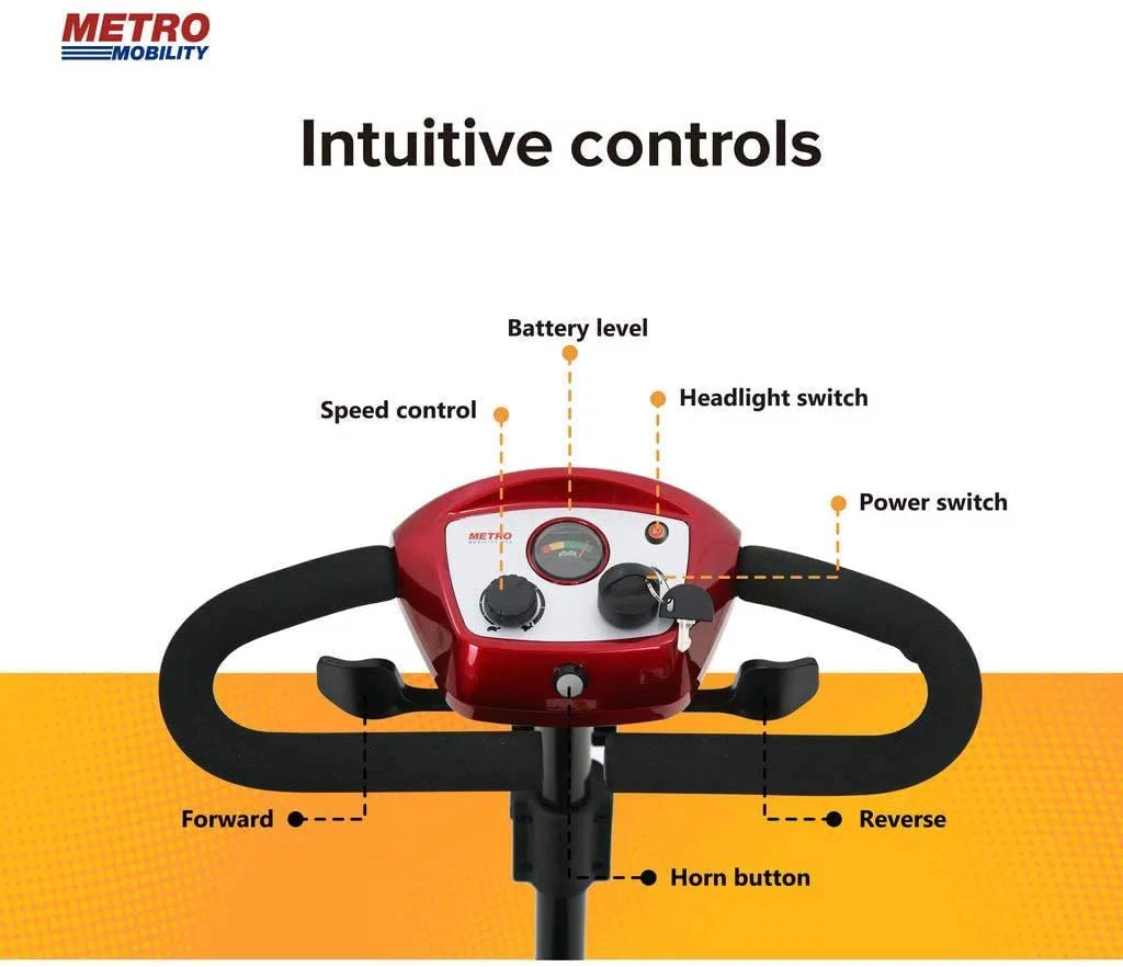 Metro Mobility Elderly Scooter Folding Scooter 4 Wheel Scooter Red - Womvr