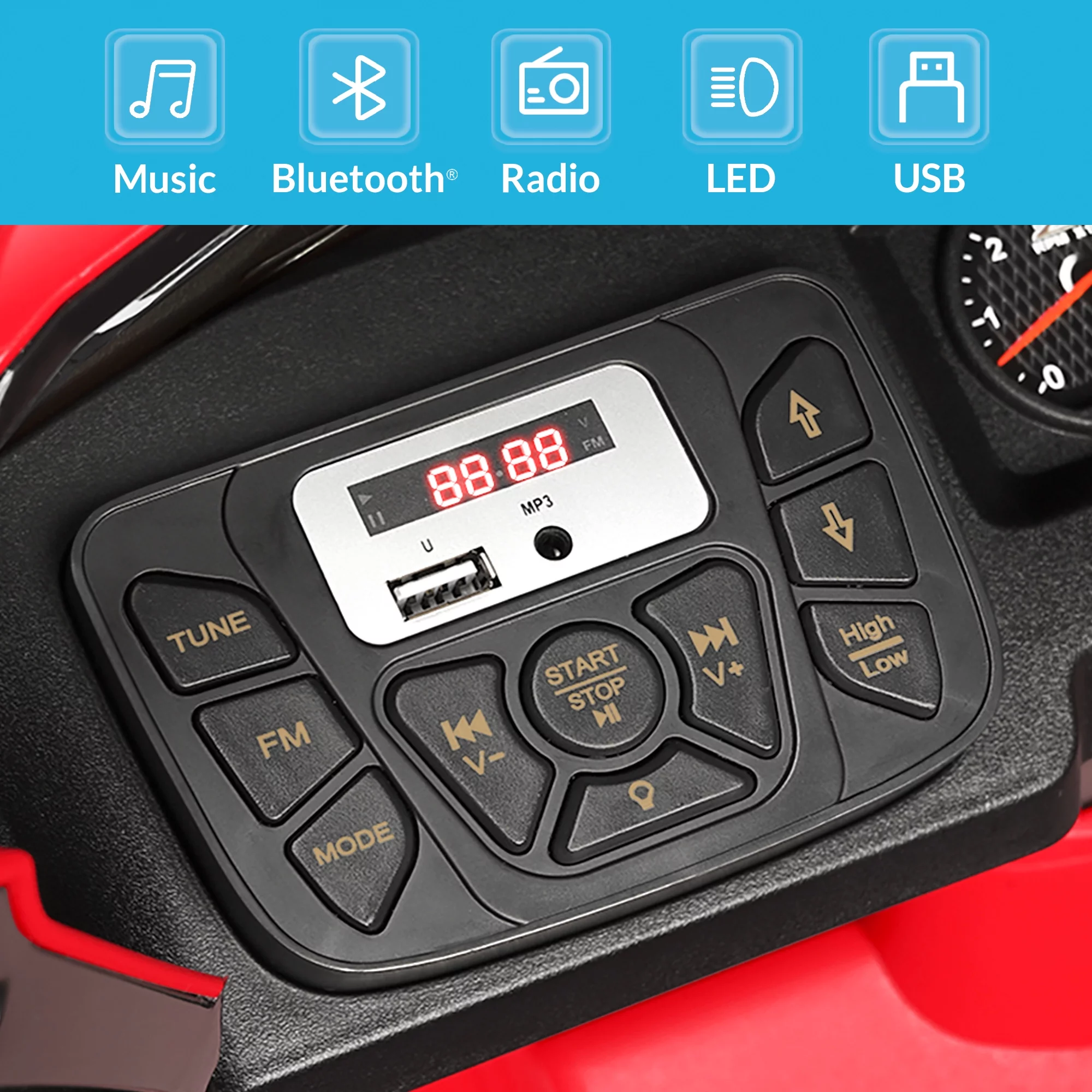 Kidzone 12V Battery Powered Licensed Chevrolet Silverado Truck - Red - Womvr