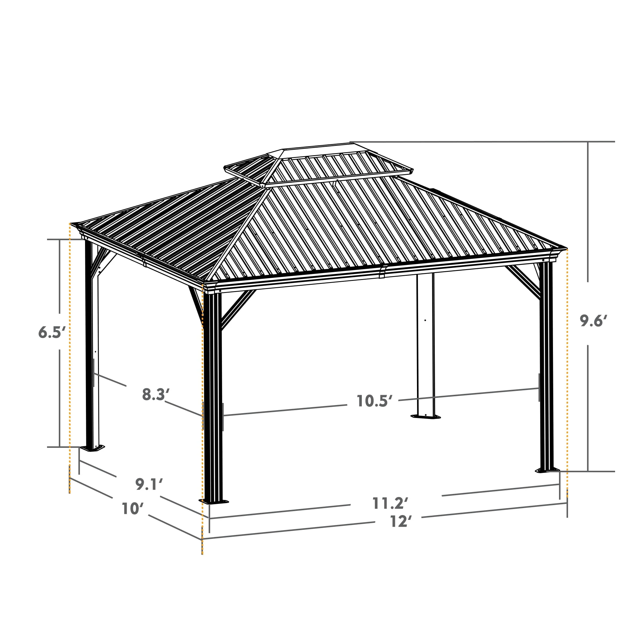 Kozyard Alexander Hardtop 12 ft. W x 10 ft. D Aluminum Hardtop Gazebo (Brown) - Womvr