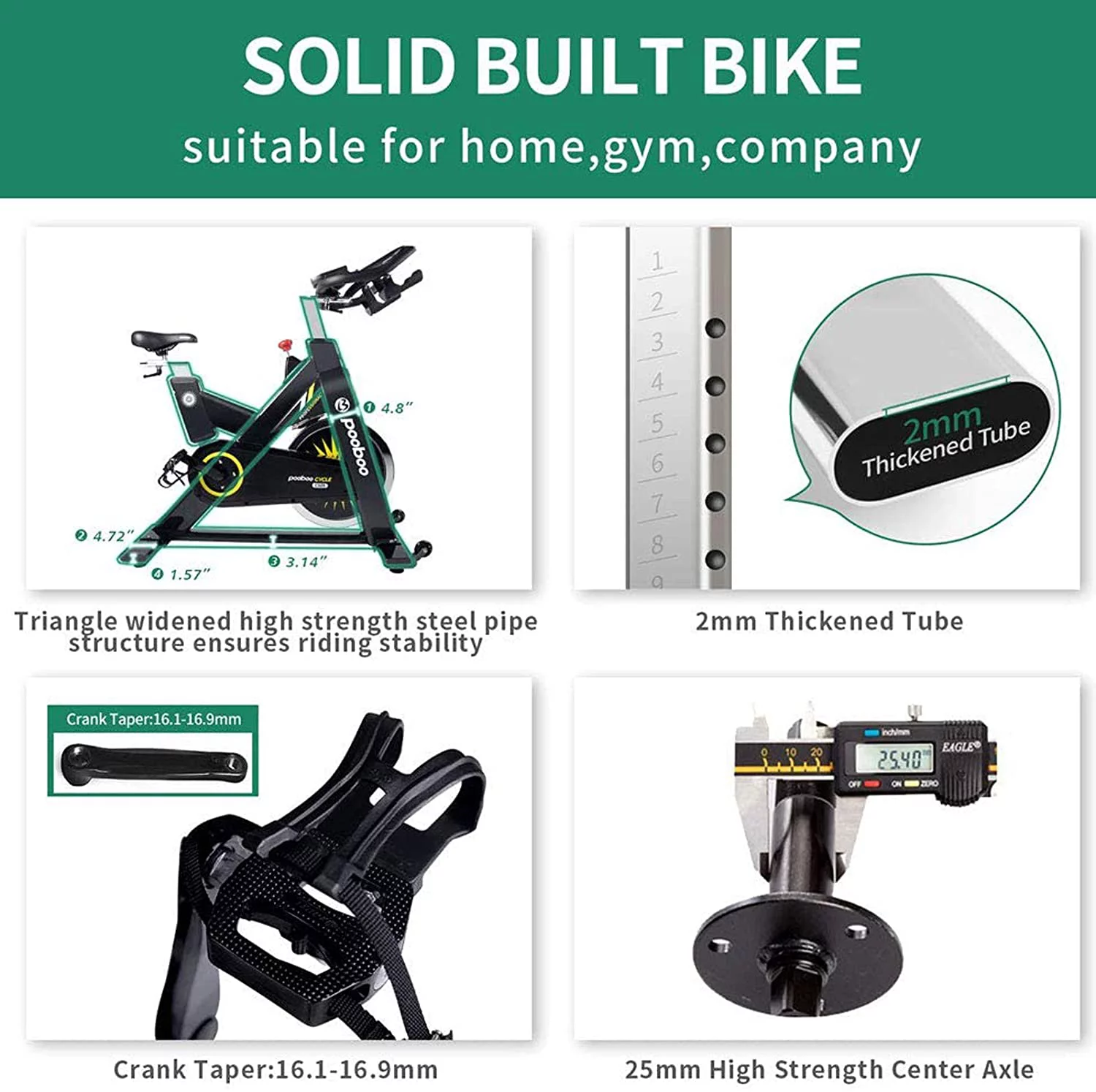 Pooboo Professional Commercial Exercise Bikes Heavy Duty Flywheel Belt Drive Stationary Indoor Cycling Bike 430lb - Womvr