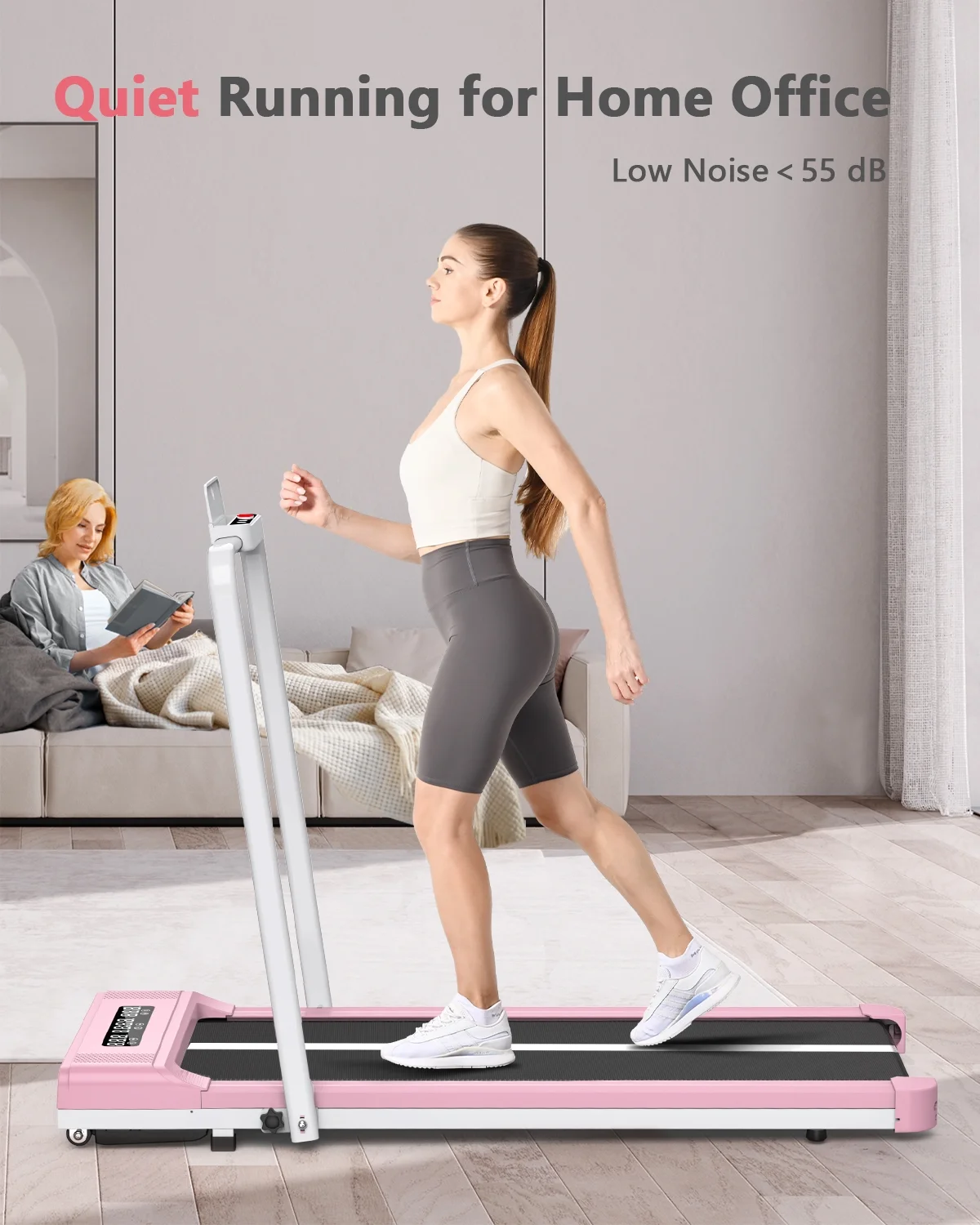 Bigzzia Treadmill Under Desk Treadmill 2 in 1 Folding Treadmill, Treadmills for Home Maximum Weight 265 lbs Gray - Womvr